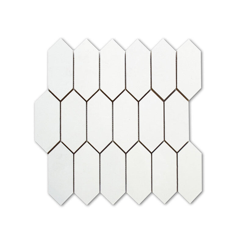 ALPINE PORCELAIN: White Picket Mosaic (polished | 12"x12"x3/10" | rectified)