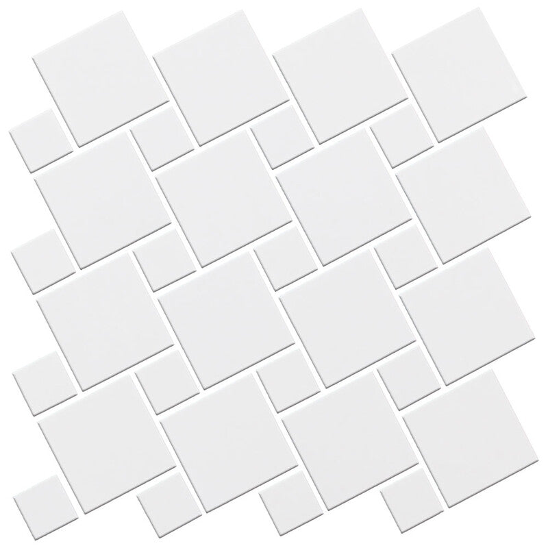 ALPINE PORCELAIN: White Modern Square Mosaic (polished | 11"x11"x1/10" | rectified)