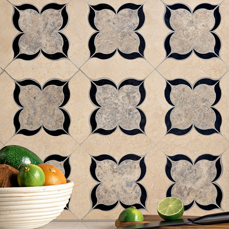 UMBRIA : Silverado Azalea Mosaic (honed filled | 13"x13"x3/16" | straight cut)