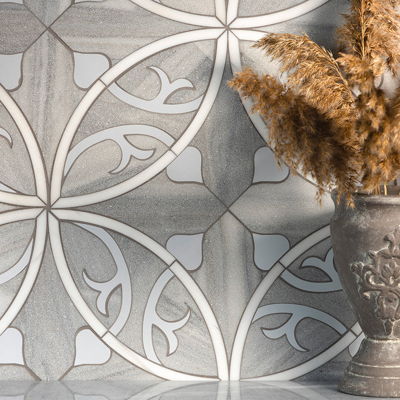 UMBRIA : Snow White Elain Mosaic (multi finish | 17"x17"x9/16" | straight cut)