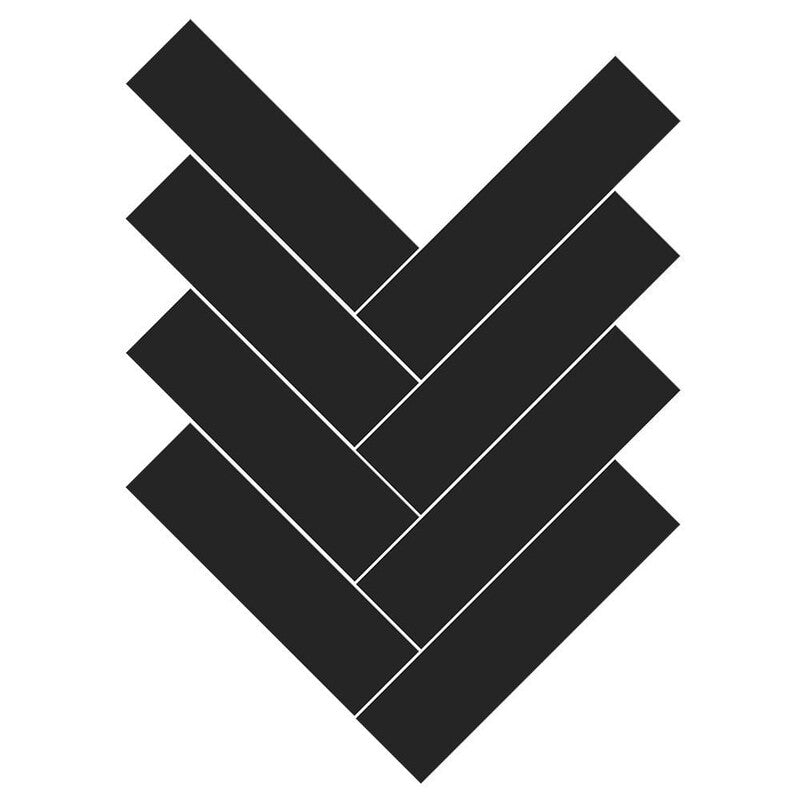 METRO WALL CERAMIC: Black Herringbone Mosaic (matte | 10"x13"x15/64" | straight cut)