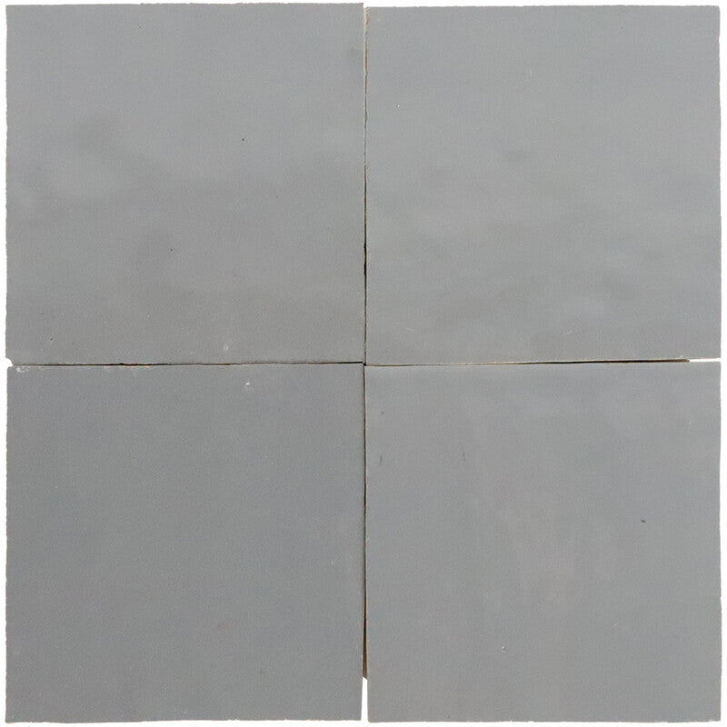 MOROCCAN: Light Gray Square Zellige Field Tile (4"x4"x1/2" | glossy)