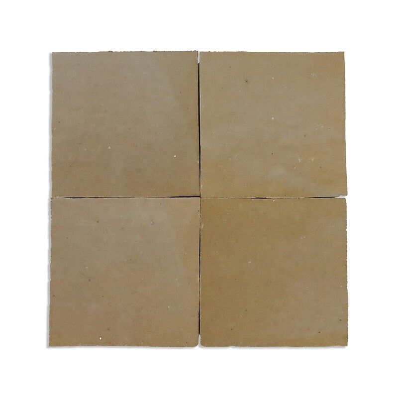 MOROCCAN: Beige Square Zellige Field Tile (4"x4"x1/2" | glossy)