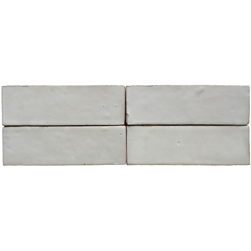 MOROCCAN: Porcelain White Rectangle Zellige Field Tile (2"x6"x1/2" | glossy)