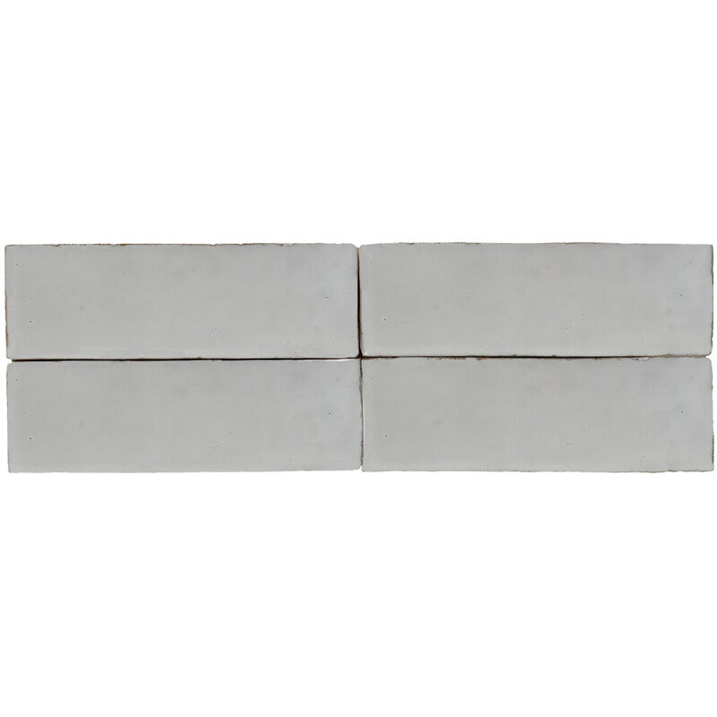 MOROCCAN: Extra White Rectangle Zellige Field Tile (2"x6"x1/2" | glossy)