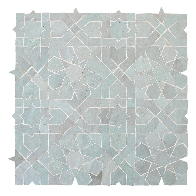 MOROCCAN: Monochromatic Pistachio Amine Zellige Mosaic (11"x11"x3/4" | glossy)