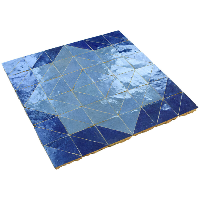 MOROCCAN: Lavender Blue, Dark Blue Fassi Zellige Mosaic (11"x11"x13/16" | glossy)