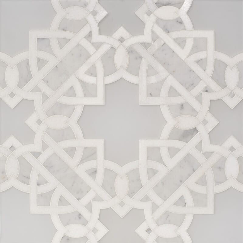 MYSTIQUE : White Carrara Isabella Mosaic (multi finish | 11"x11"x9/32" | straight cut)