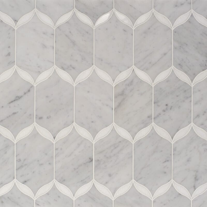 MYSTIQUE : Thassos White Caridad Mosaic (multi finish | 9"x13"x23/32" | straight cut)