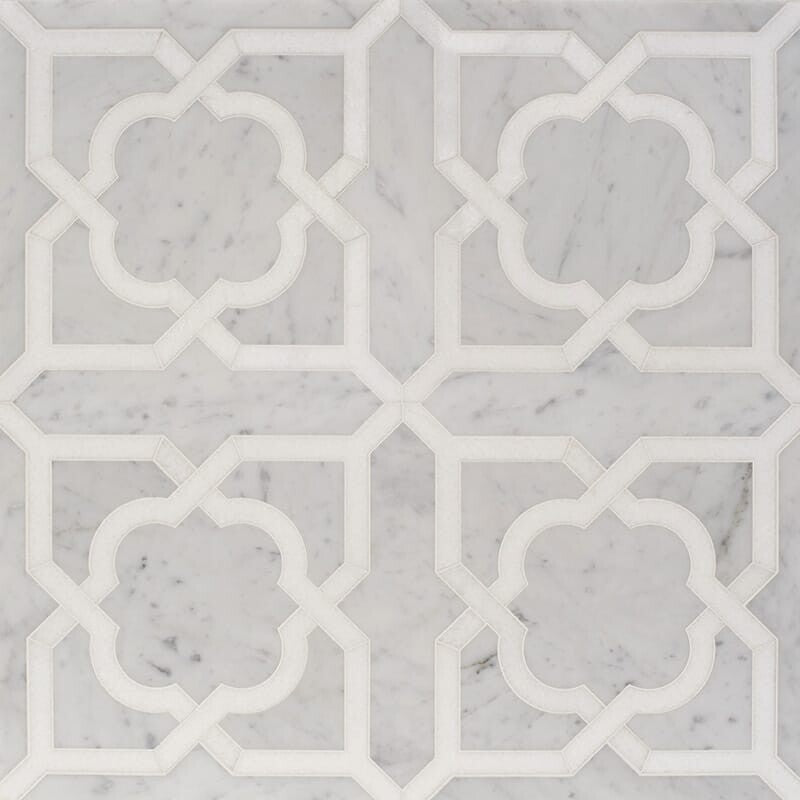 MYSTIQUE : Thassos White Lana Mosaic (multi finish | 8"x17"x31/32" | straight cut)