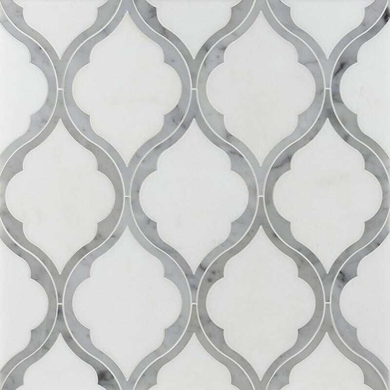 MYSTIQUE : Thassos White Helena Mosaic (multi finish | 11"x19"x13/16" | straight cut)