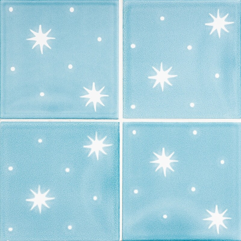 SISTER PARISH: Ocean, Pure Serendipity Field Deco Tile (glossy | 6"x6"x3/8" | straight cut)