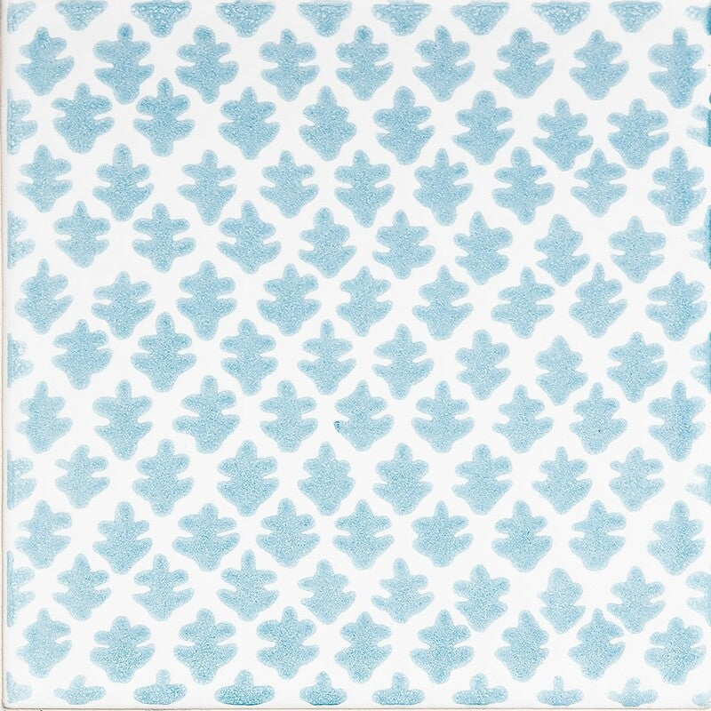 SISTER PARISH: Snow White, Ocean Burmese Field Deco Tile (glossy | 6"x6"x3/8" | straight cut)
