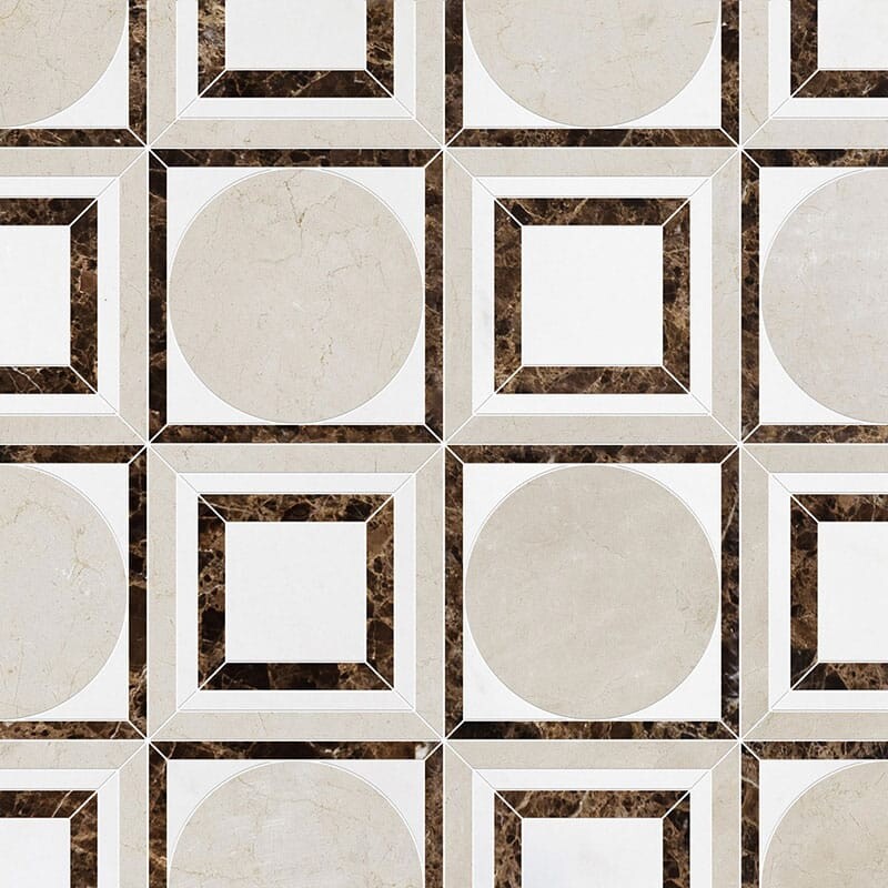 TALYA: Emperador Dark Aspen White Cicero Mosaic (polished | 12"x12"x3/8" | straight cut)