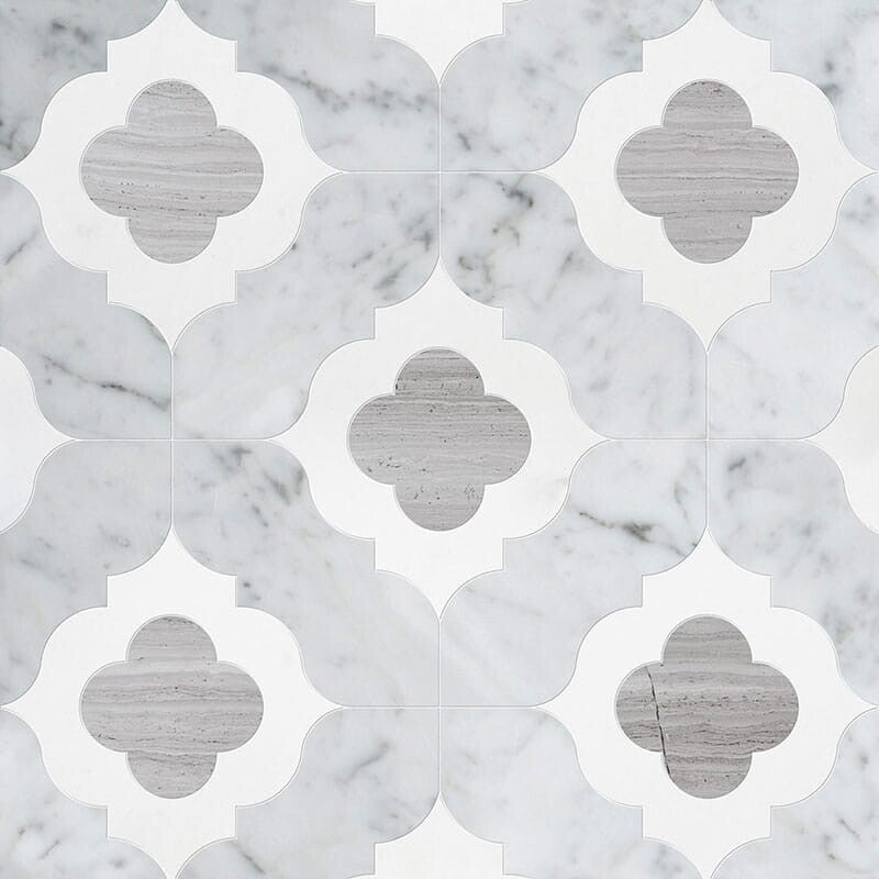 TALYA: Haisa Light Thassos White Irene Mosaic (multi finish | 11"x11"x3/8" | straight cut)