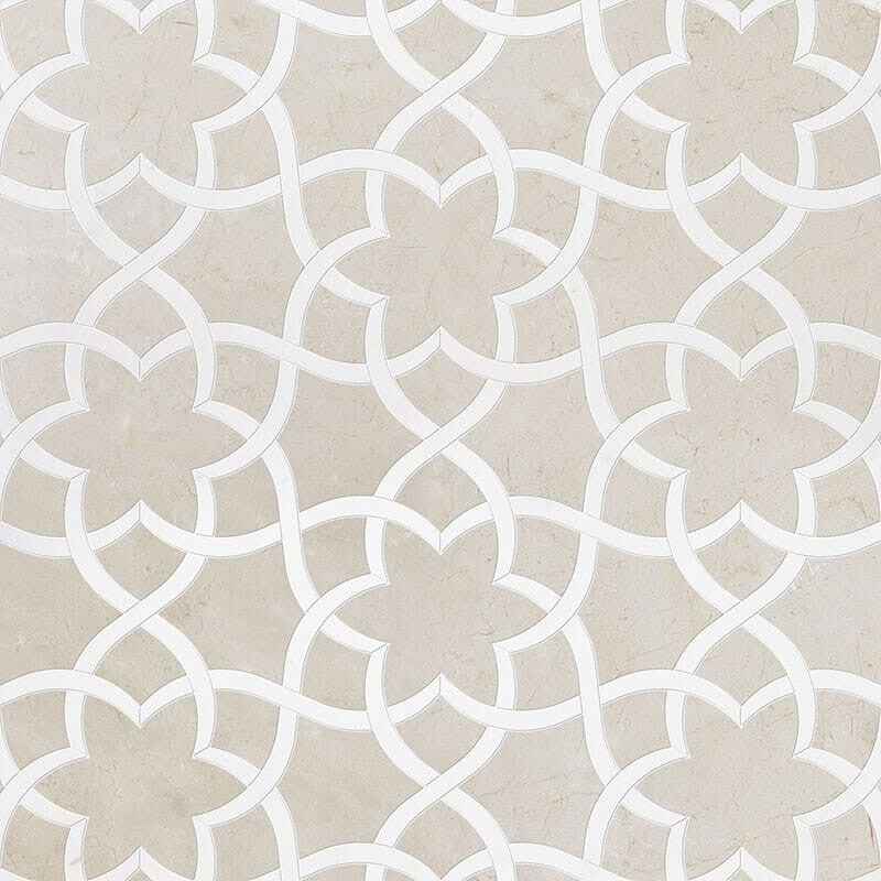 TALYA: Thassos White Aspen White Isidore Mosaic (polished | 12"x14"x1/2" | straight cut)