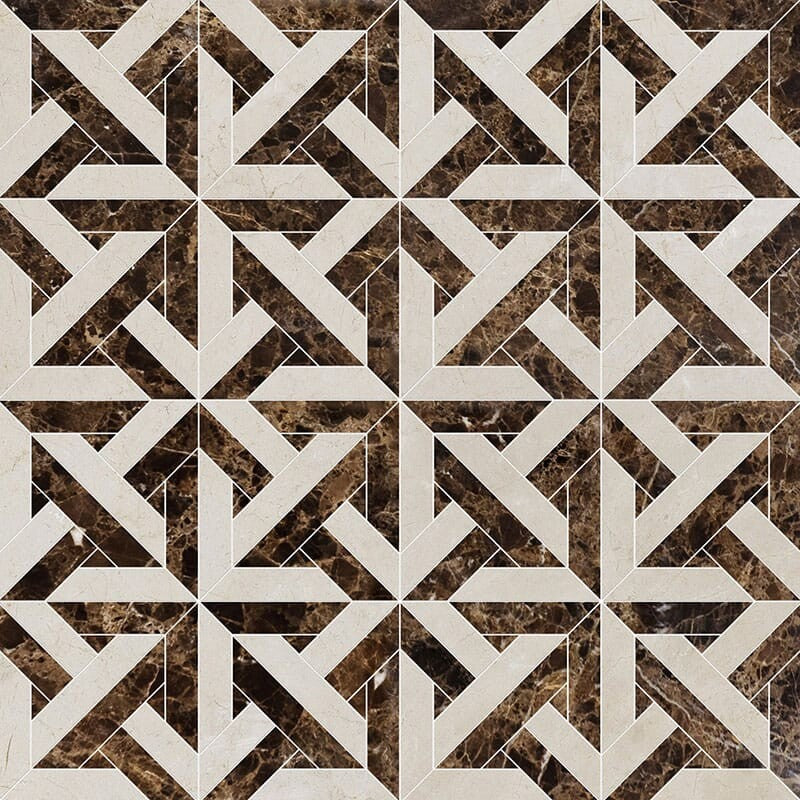 TALYA: Emperador Dark Marmara Lattice Mosaic (polished | 9"x9"x11/16" | straight cut)