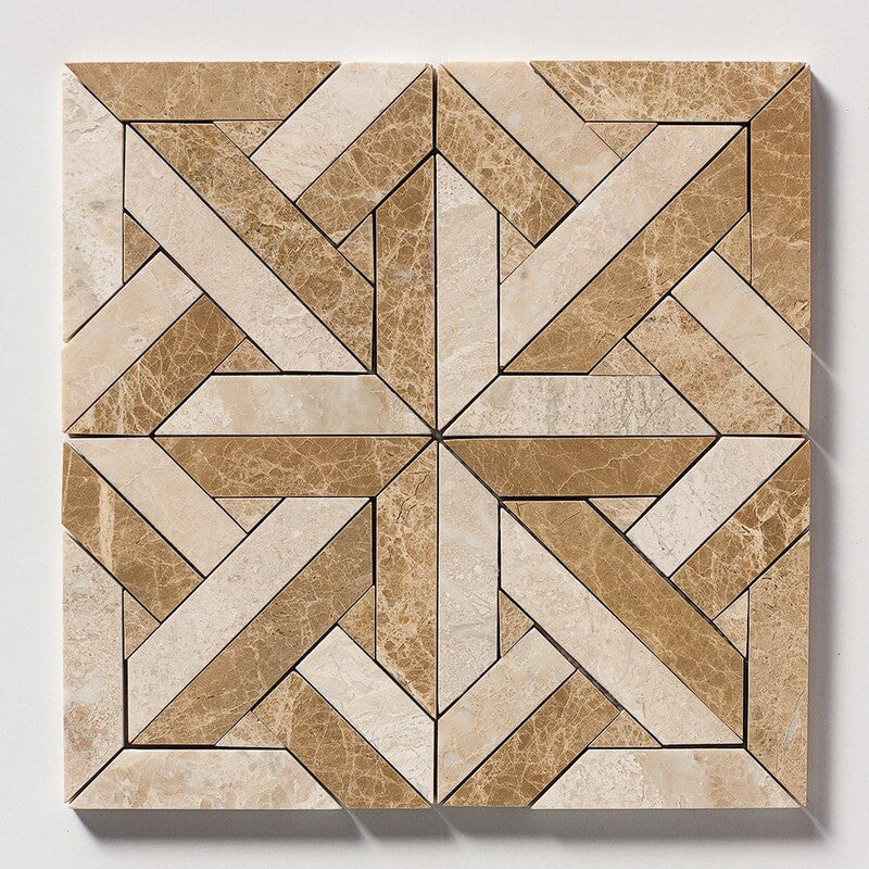 TALYA: Paradise Marmara Lattice Mosaic (multi finish | 9"x9"x11/16" | straight cut)