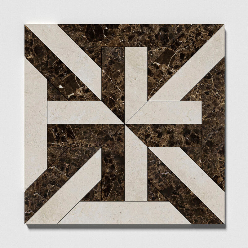 TALYA: Emperador Dark Rubicon Lattice Mosaic (polished | 17"x17"x3/8" | straight cut)