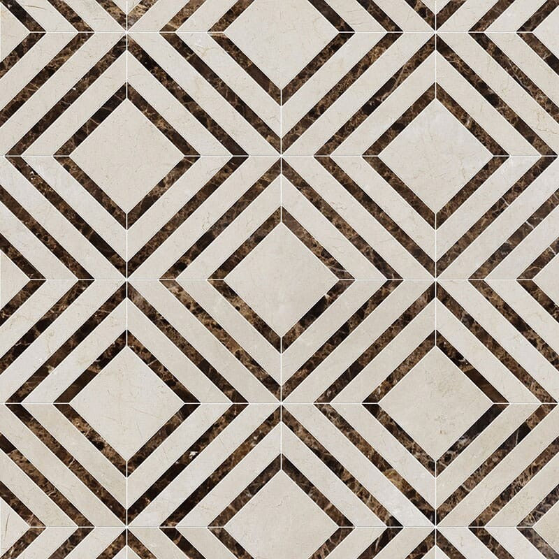 TALYA: Emperador Dark Yildiz Mosaic (polished | 8"x11"x13/16" | straight cut)