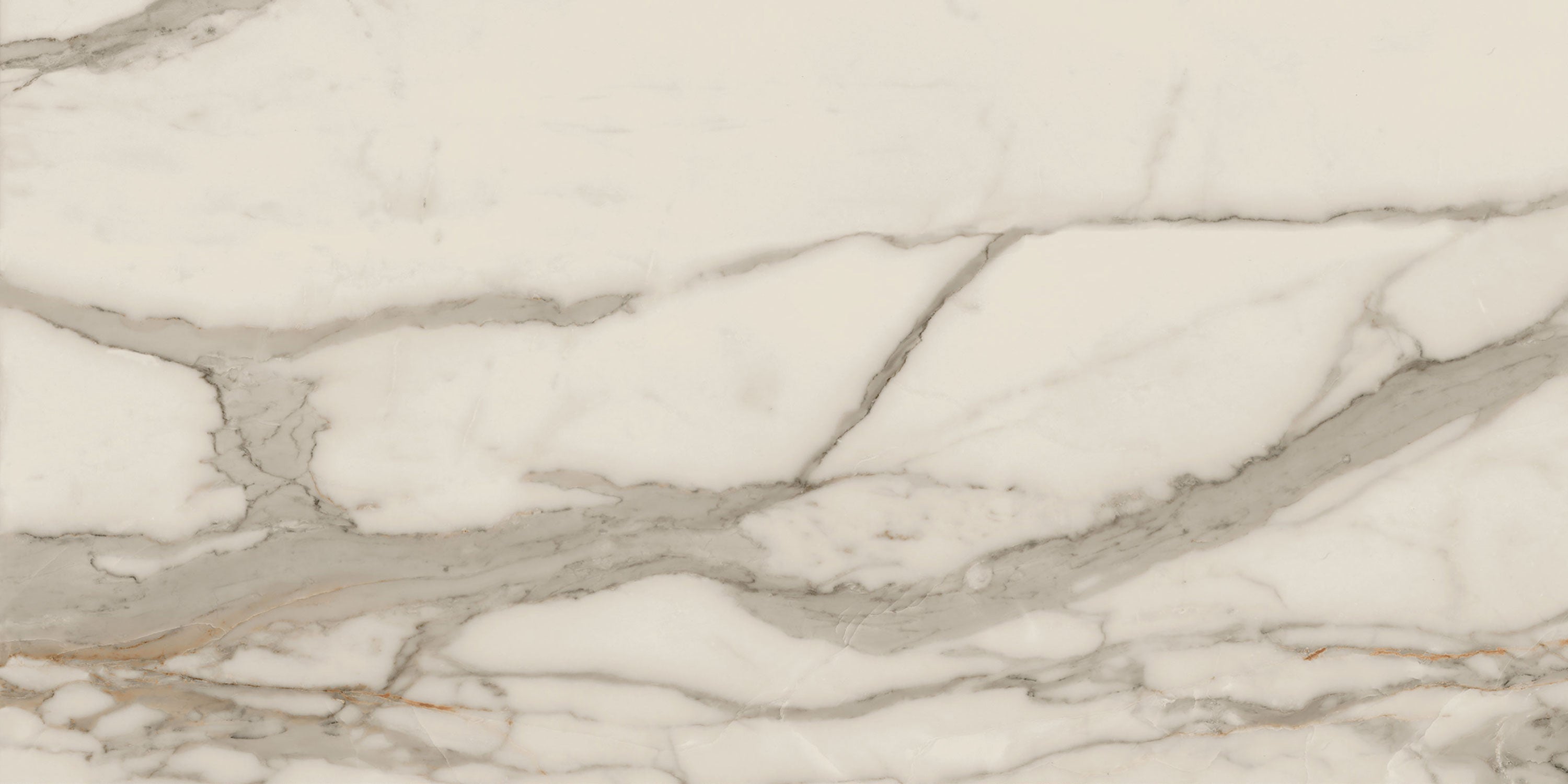 CHARME Calacatta Gold porcelain field tile, top-down product view, 24"×48"×11/32" size. Premium porcelain for floors and walls.
