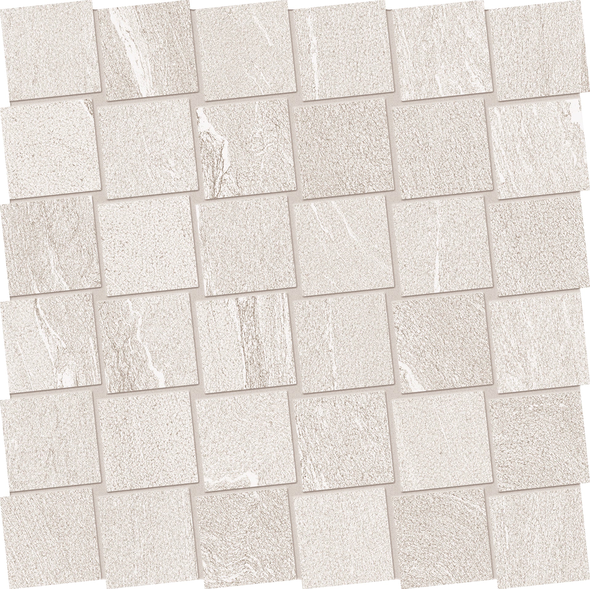 Stone Talk White porcelain mosaic tile by Emil, naturale finish, 11 13/16"x11 13/16"x9.5-mm size. Premium Italian porcelain for floors and walls.