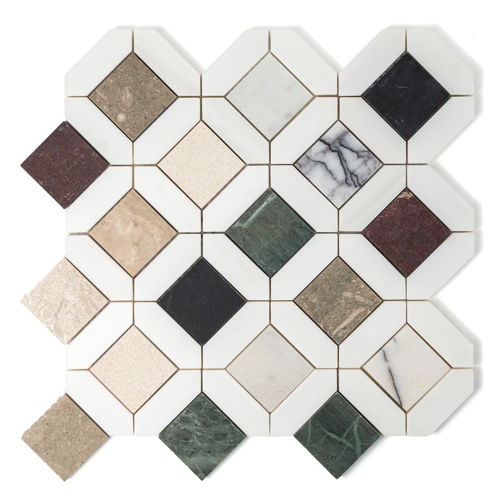 Multicolor Louna Marble Mosaic (12 5/8"×12 5/8"×3/8" | honed | straight cut)
