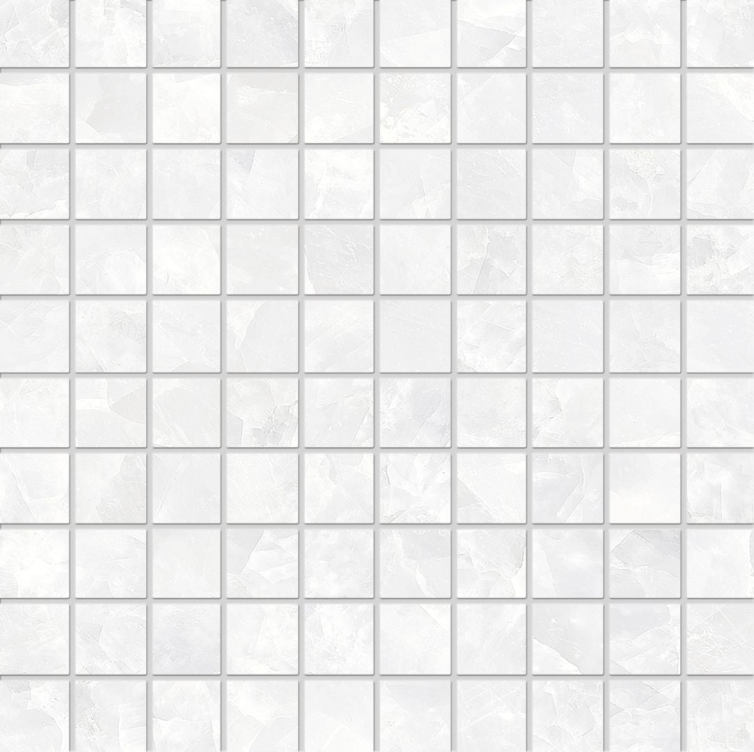 Tele Di Marmo Revolution THASSOS porcelain mosaic tile by Emil, full lappato finish, 12"x12" size. Premium Italian porcelain for floors and walls.