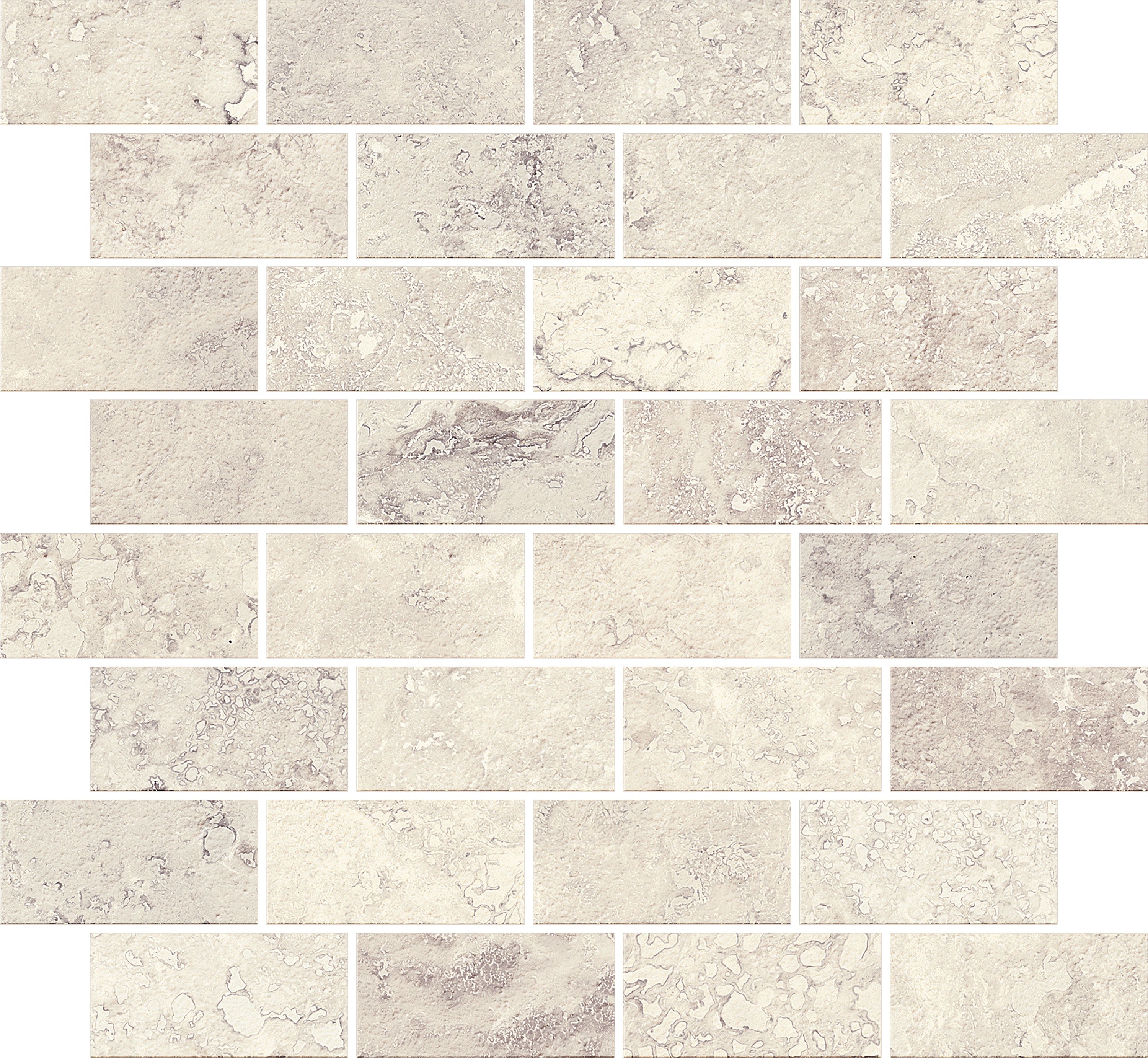 Trail Cross Cut Pearl porcelain mosaic, top-down product view, 12"×12"×11/32" size. Premium porcelain for floors and walls.