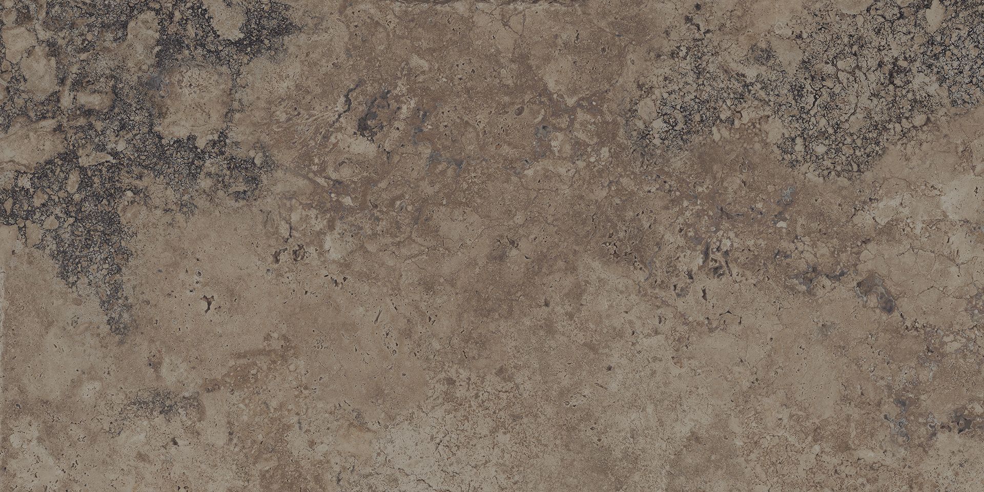 Unique Travertine Chocolate porcelain field tile by Emil, naturale finish, 23 5/8"x47 1/4"x9.5-mm size. Premium Italian porcelain for floors and walls.