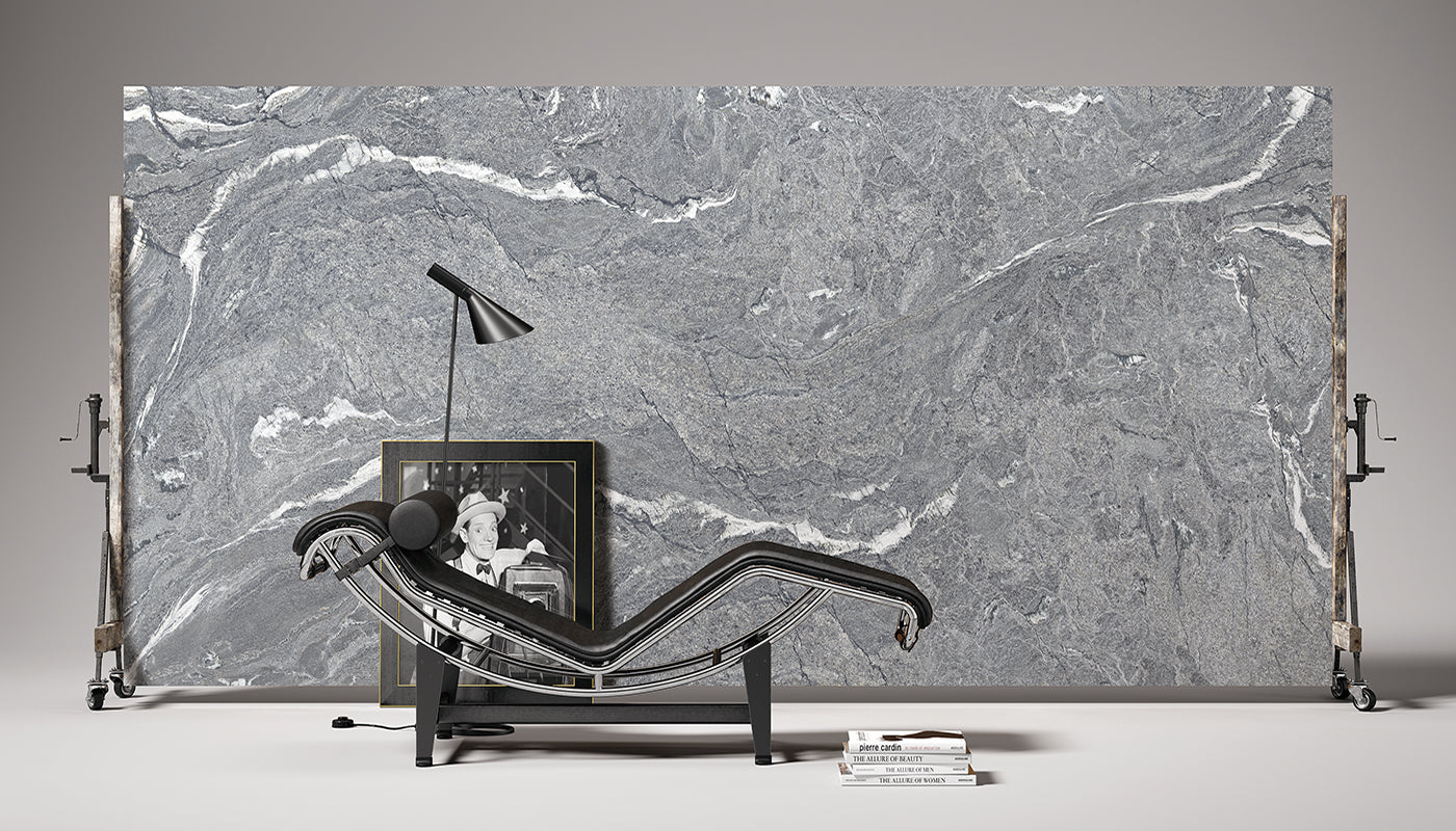 Level Stone Pietra Di Vals porcelain field tile by Emil, naturale finish, 63 25/32"x127 9/16"x12-mm size. Premium Italian porcelain for floors and walls.