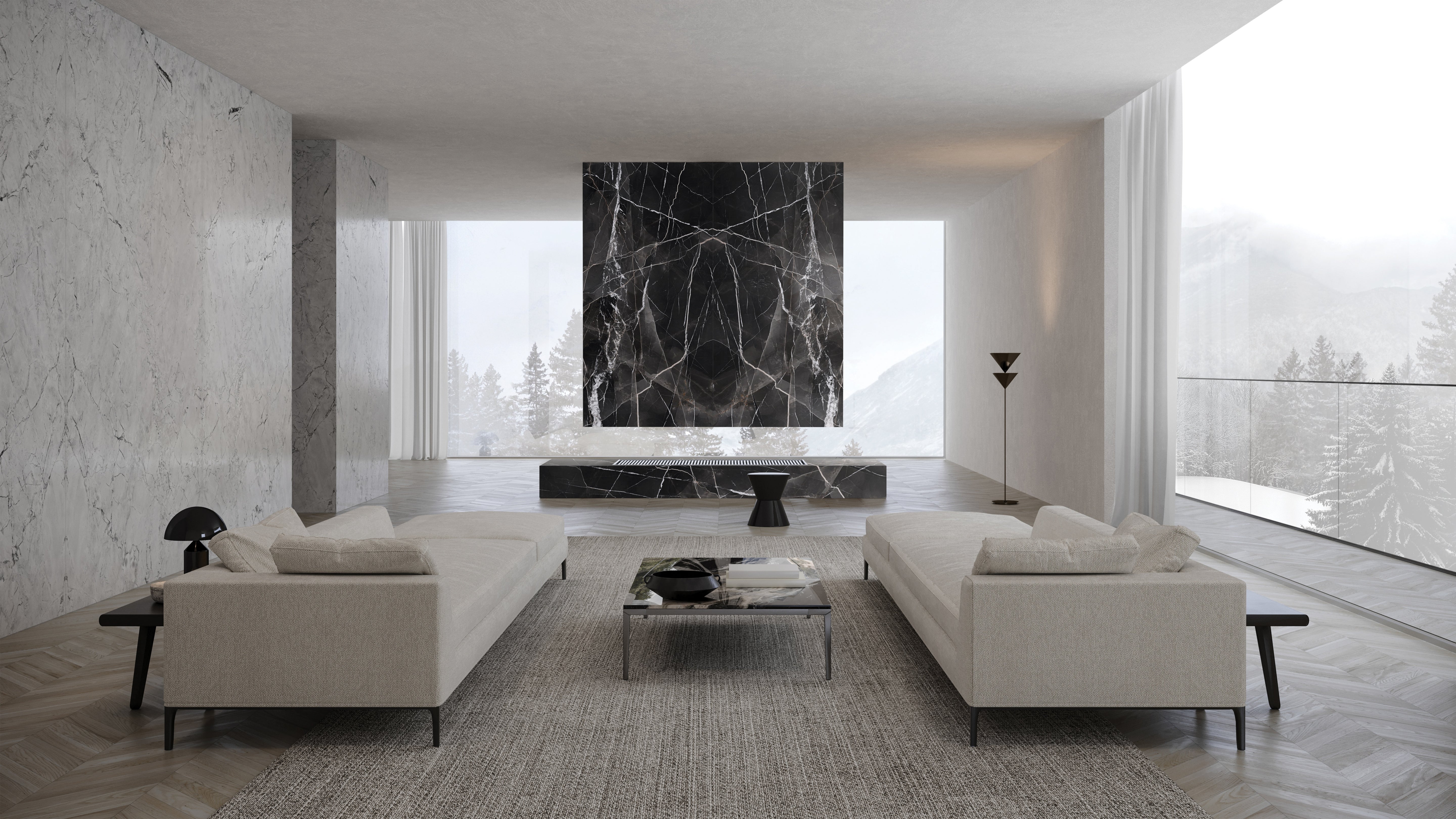 MAJESTO: Calacatta Noir Porcelain Field Tile (24"×48"×11/32" | Polished | Rectified)