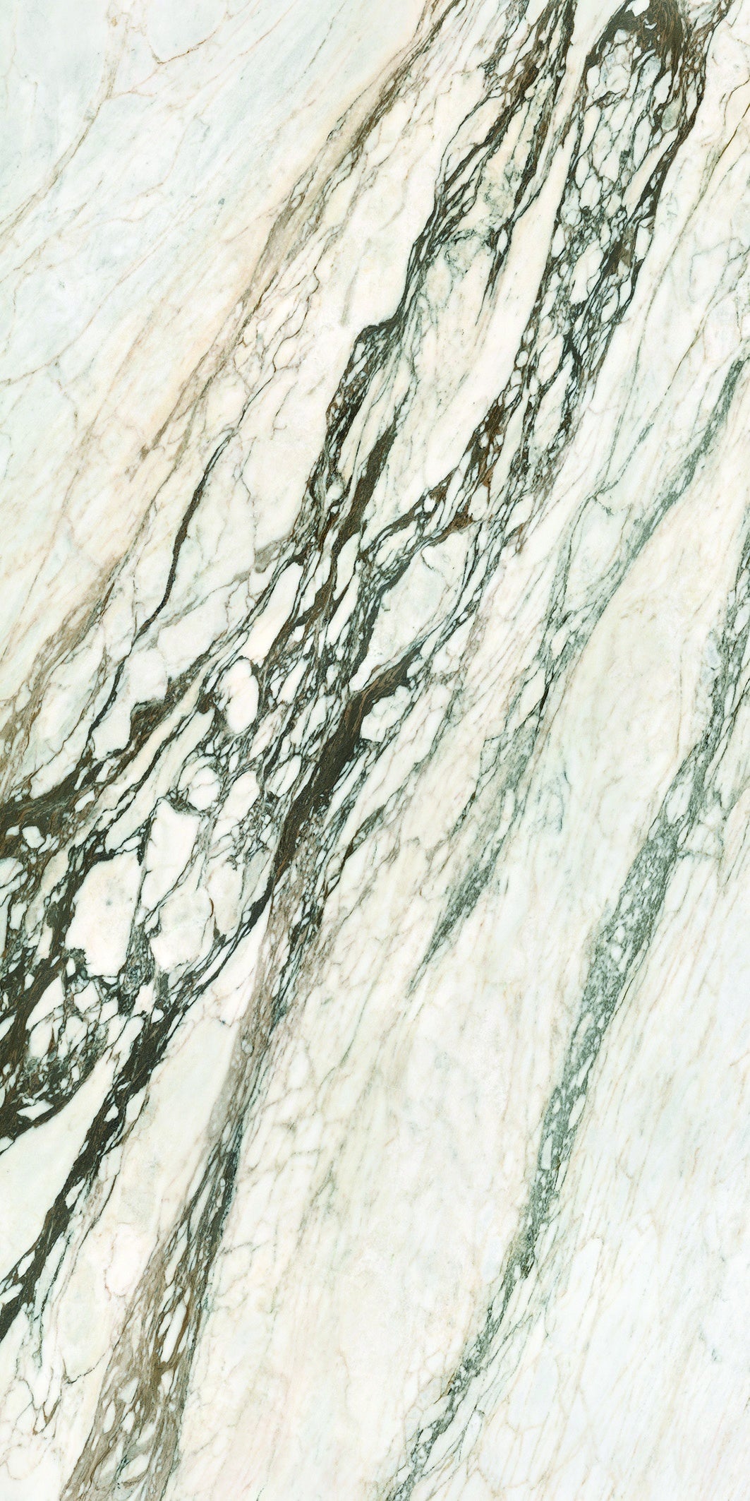 Calacatta Picasso slabs by Anatolia Aeterna, top-down product view, 63 25/32"×126 25/32" size. Premium porcelain for floors and walls.