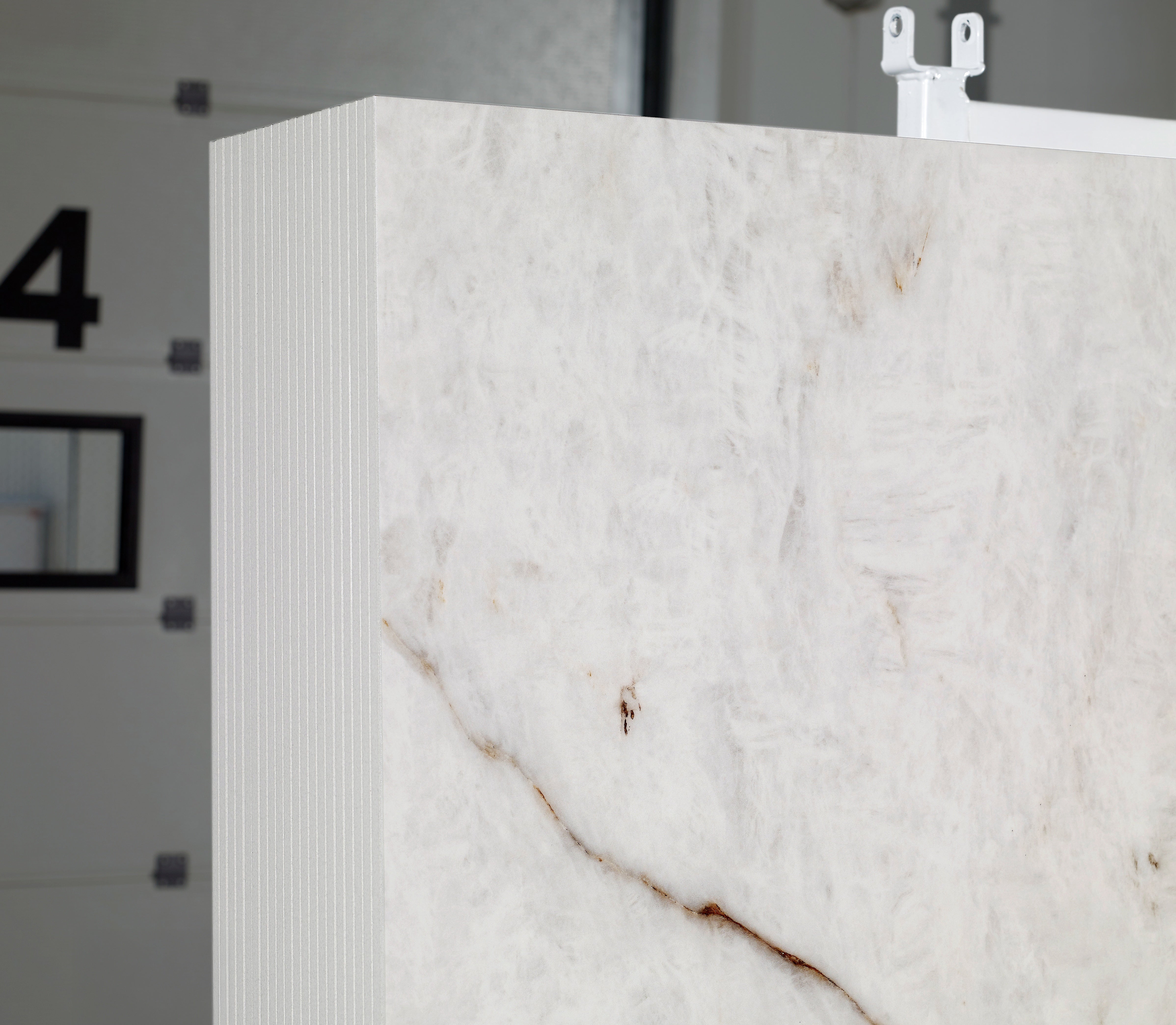 Majesto Cristallo sintered stone slabs by Anatolia, top-down product view, 64"×127"×15/32" size. Turkish sintered stone for floors and walls.