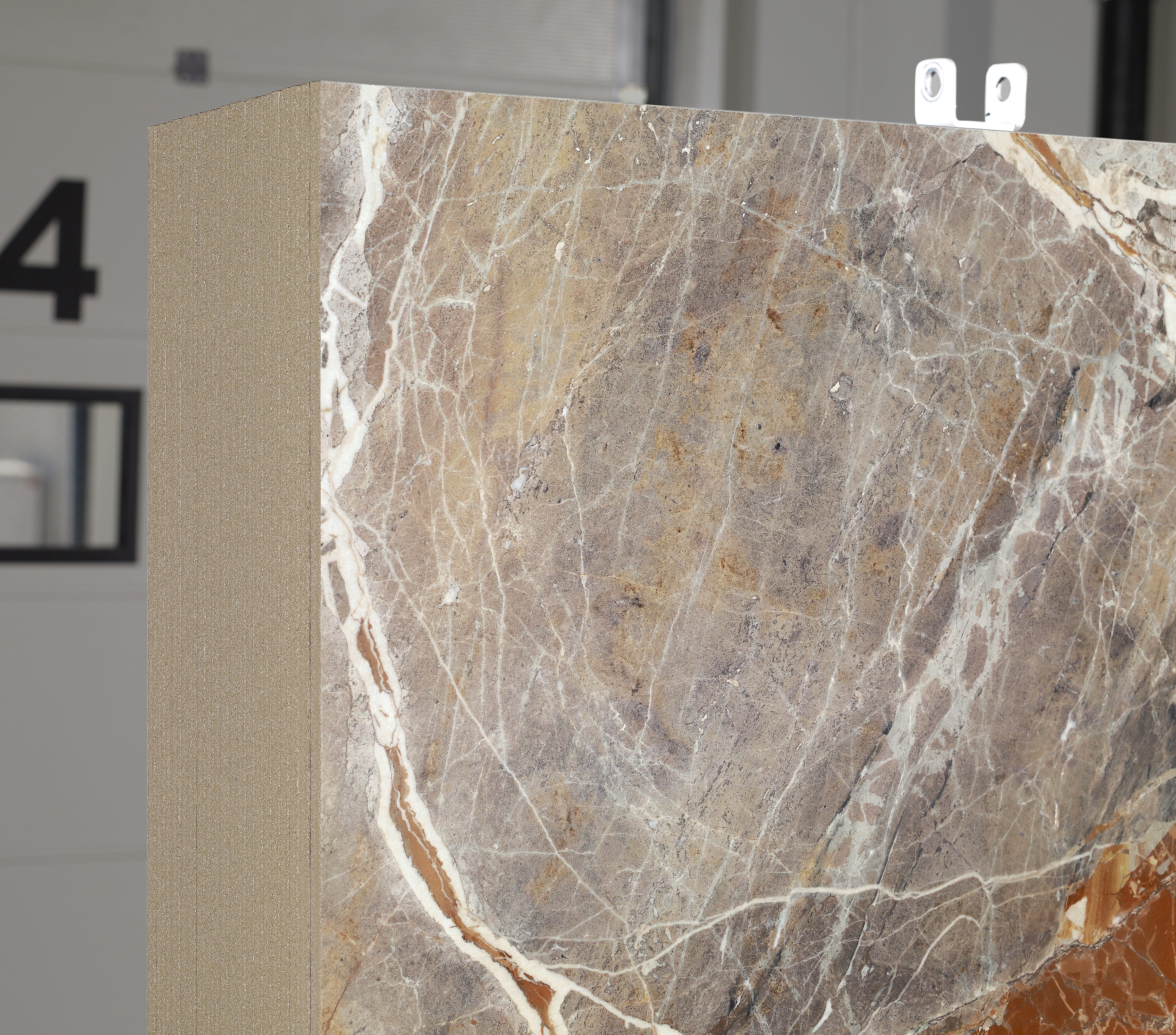 Majesto Macchia Vecchia sintered stone slabs by Anatolia, top-down product view, 64"×127"×15/32" size. Turkish sintered stone for floors and walls.