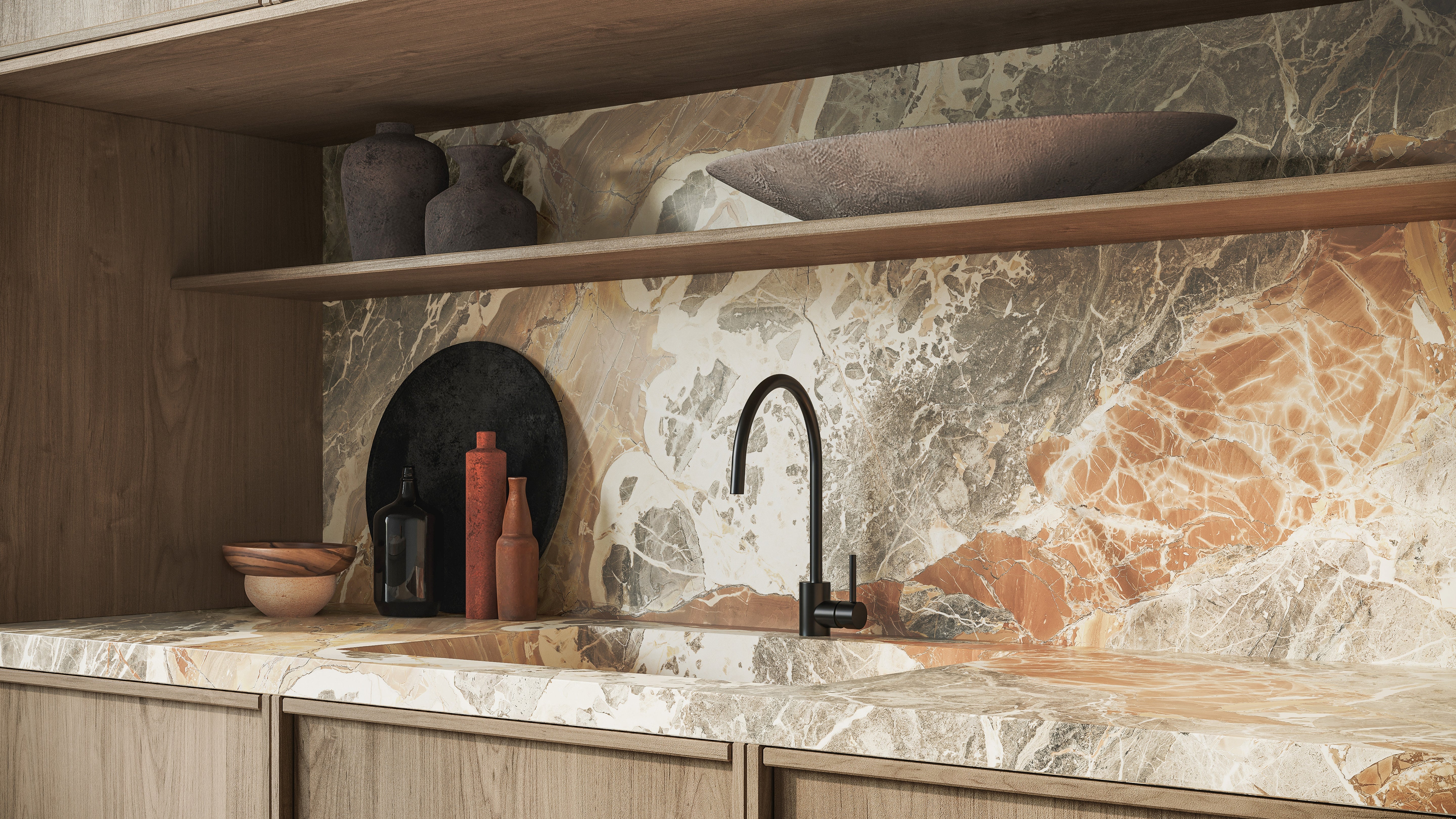MAJESTO: Macchia Vecchia Block 42 Bookmatch Sintered Stone Slabs (64"×127"×15/32" | Polished | Rectified)