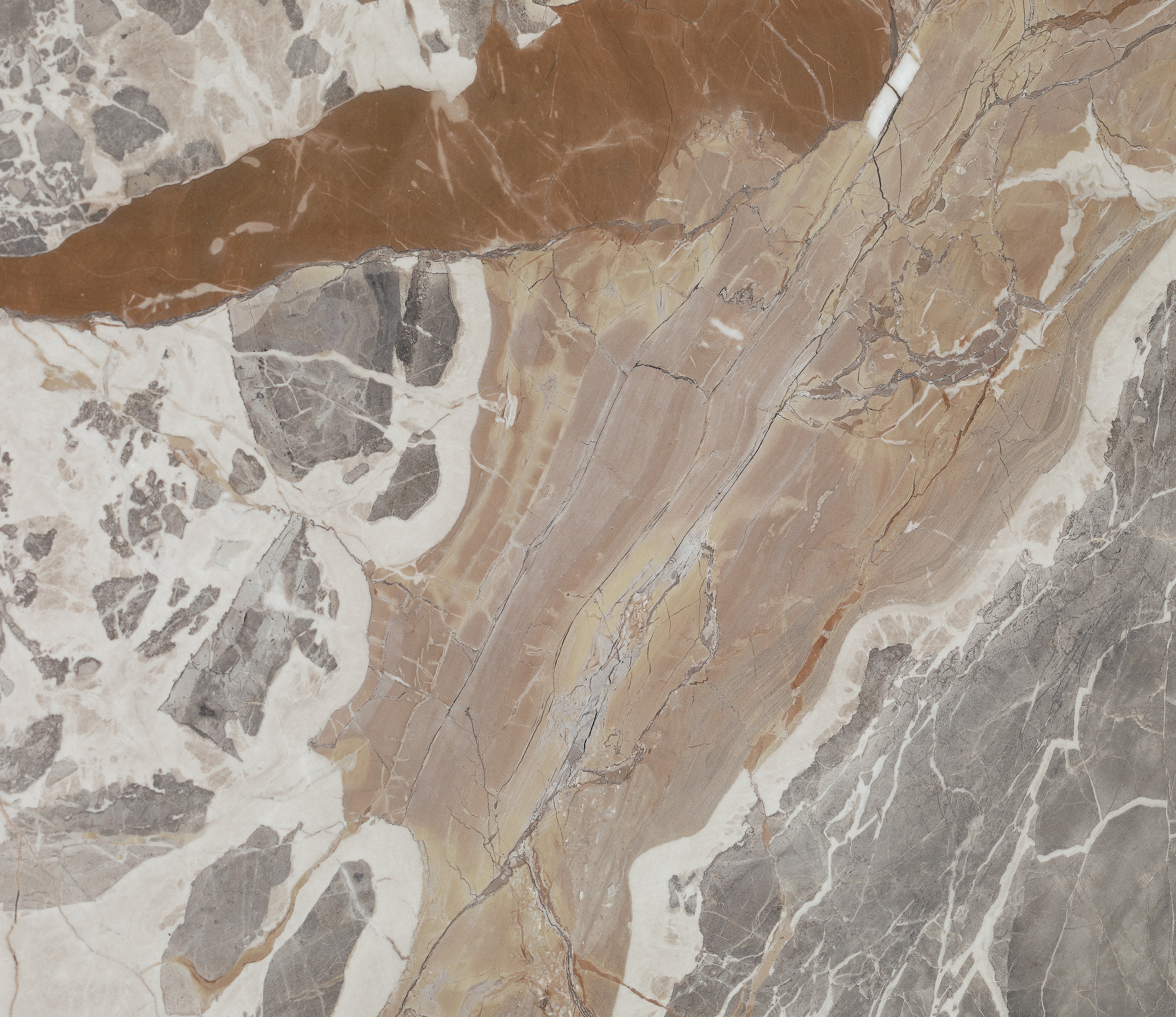 Majesto Macchia Vecchia sintered stone slabs by Anatolia, top-down product view, 64"×127"×15/32" size. Turkish sintered stone for floors and walls.
