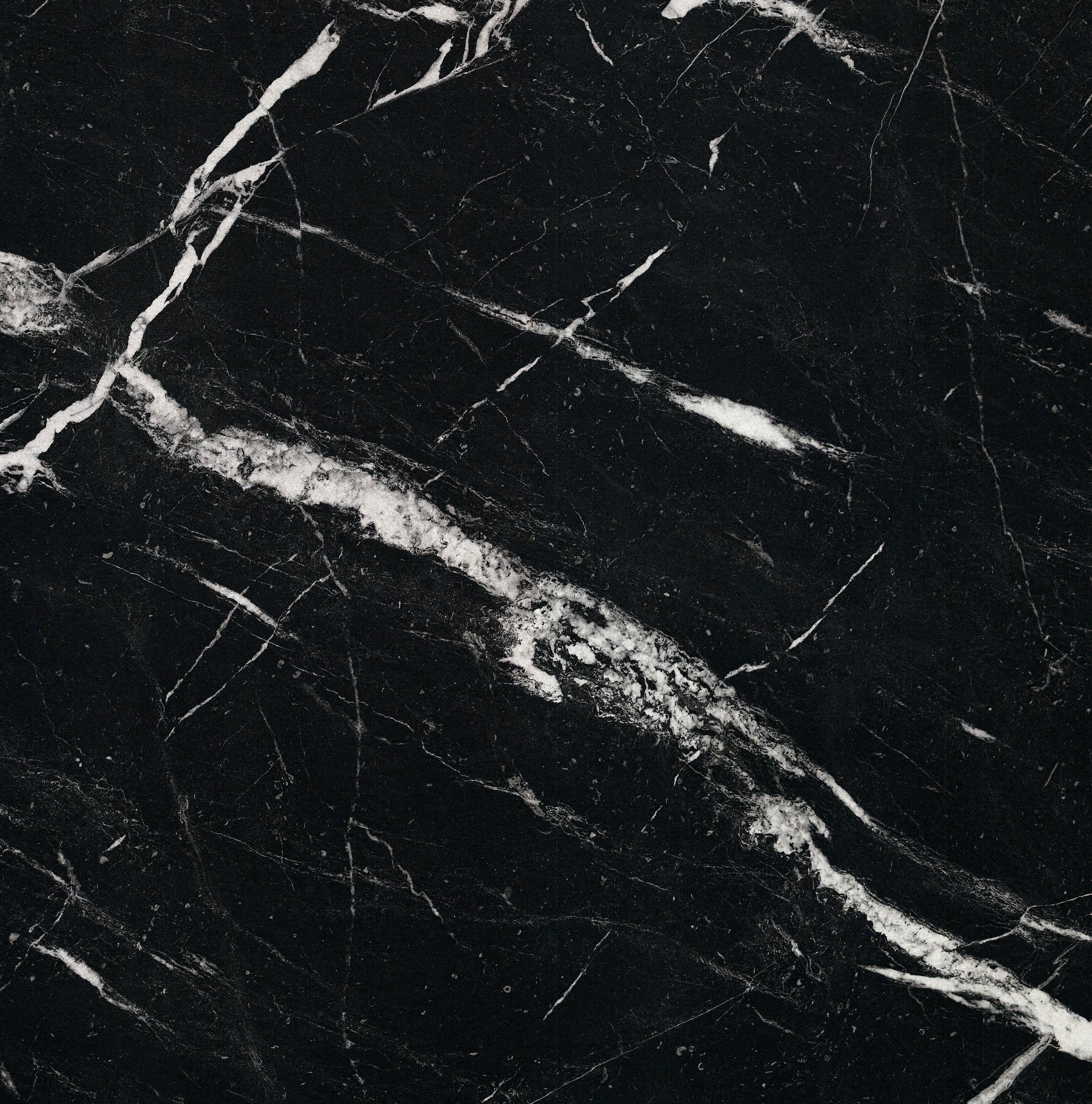 Majesto Nero Marquina sintered stone slabs by Anatolia, top-down product view, 64"×127"×15/32" size. Turkish sintered stone for floors and walls.