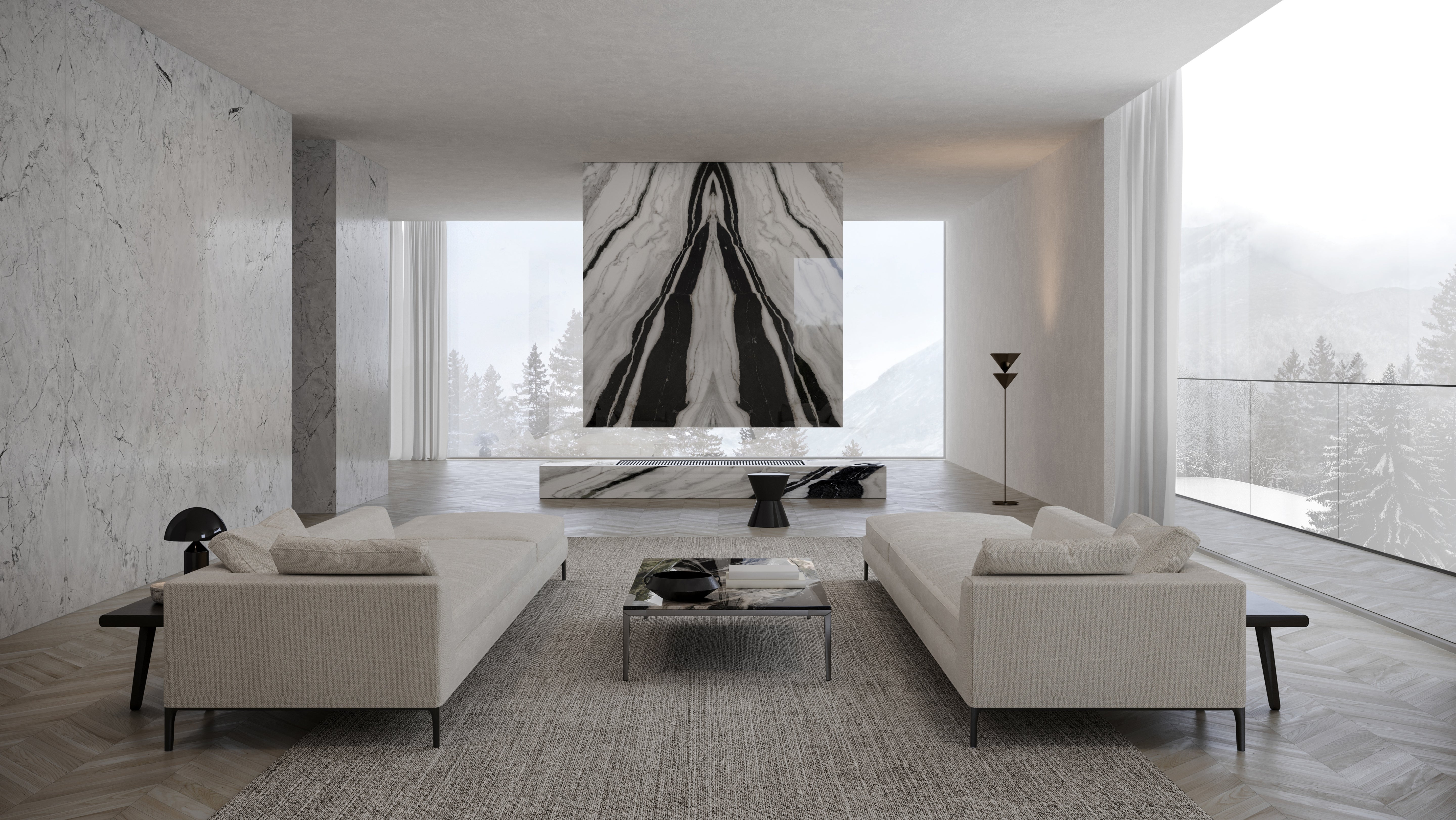 MAJESTO: Super White Block 28 Bookmatch Sintered Stone Slabs (64"×127"×15/32" | Honed | Rectified)
