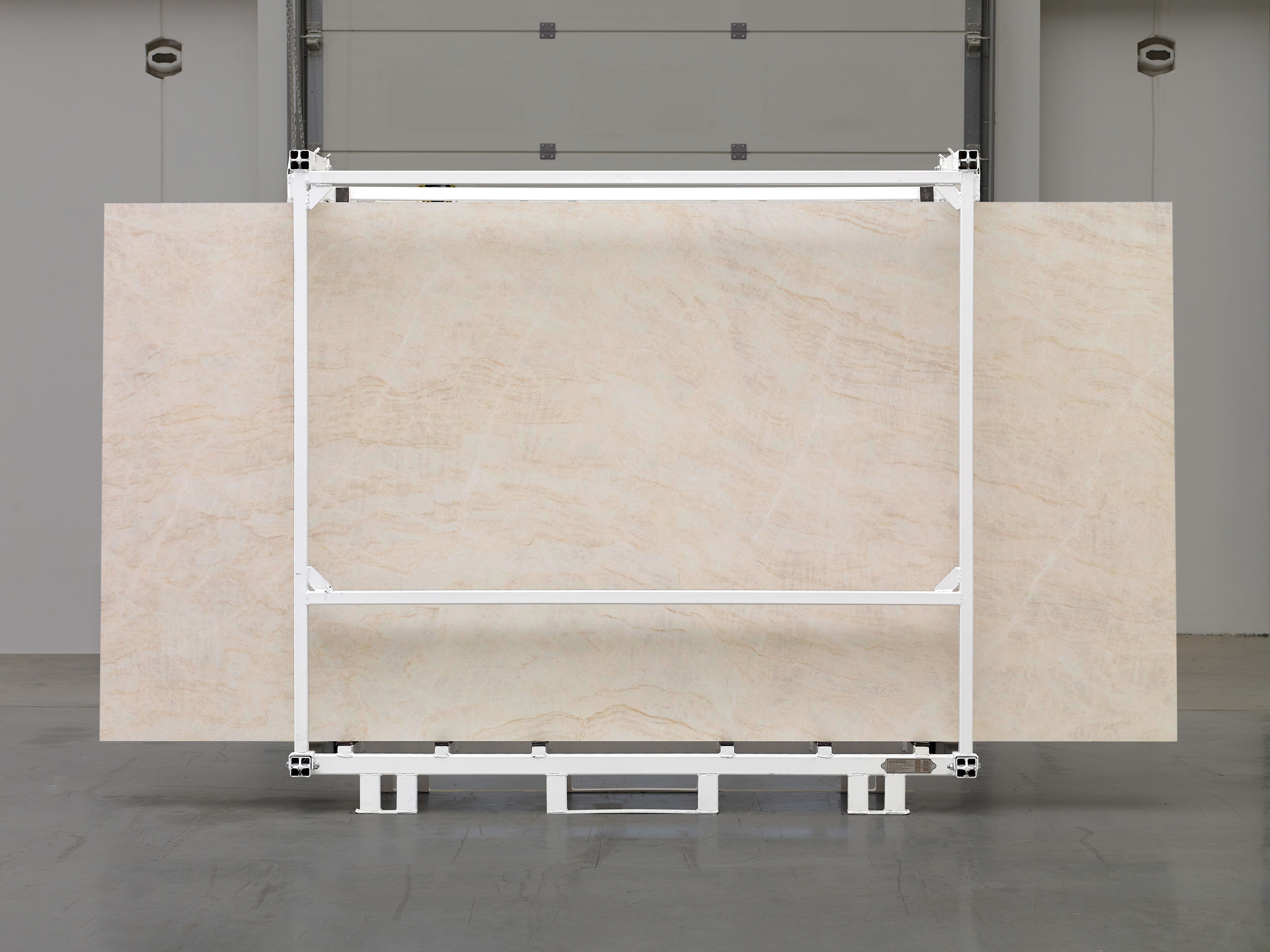 Majesto Taj Mahal sintered stone slabs by Anatolia, top-down product view, 64"×127"×15/32" size. Turkish sintered stone for floors and walls.