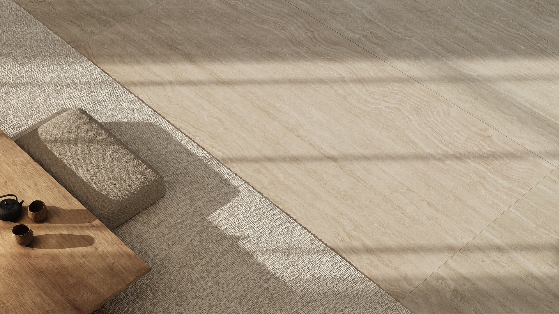 MAJESTO: Travertino Classico Porcelain Field Tile (24"×48"×11/32" | Grained | Rectified)