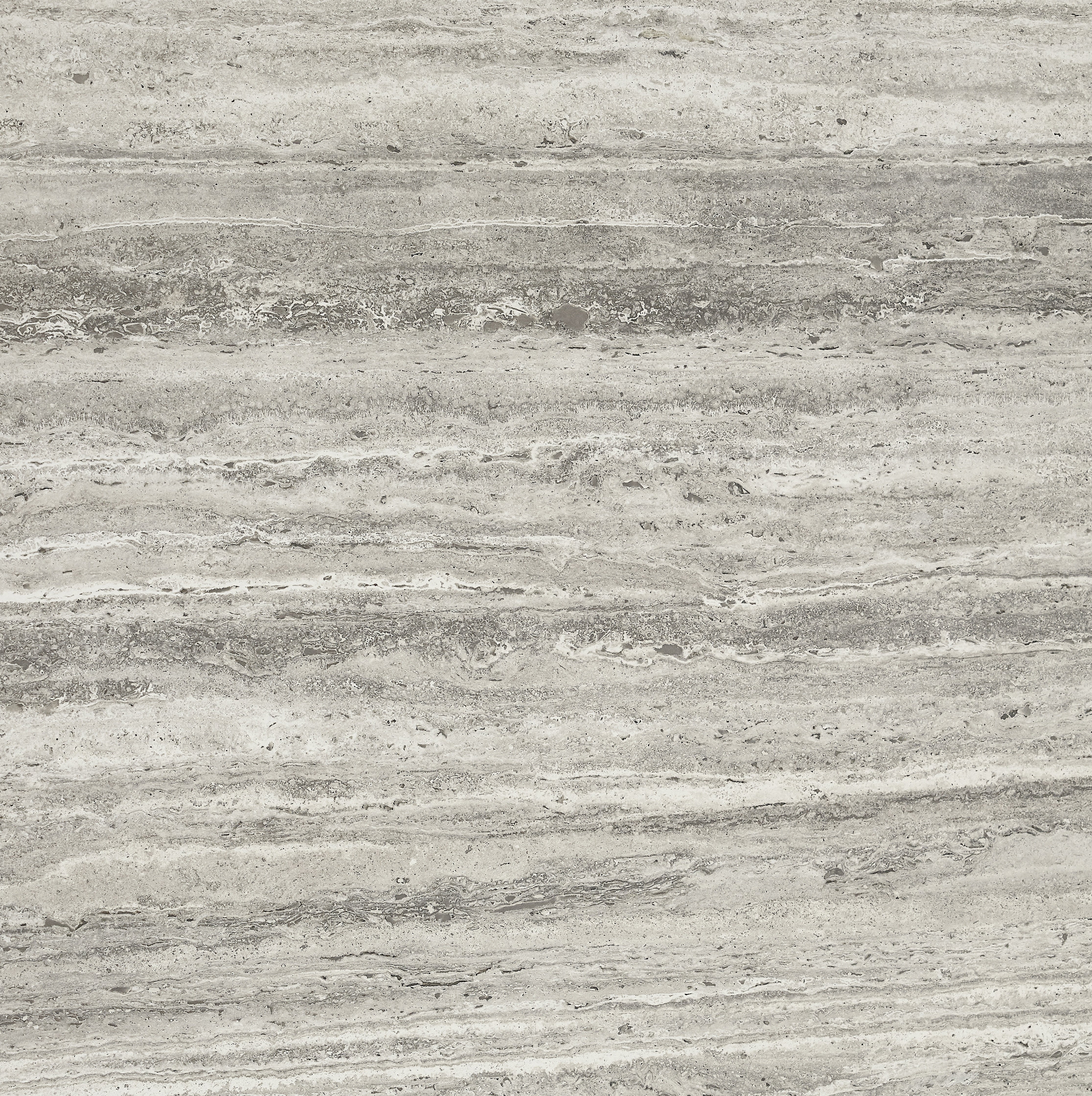 Majesto Travertino Titanium sintered stone slabs by Anatolia, top-down product view, 64"×127"×15/32" size. Turkish sintered stone for floors and walls.