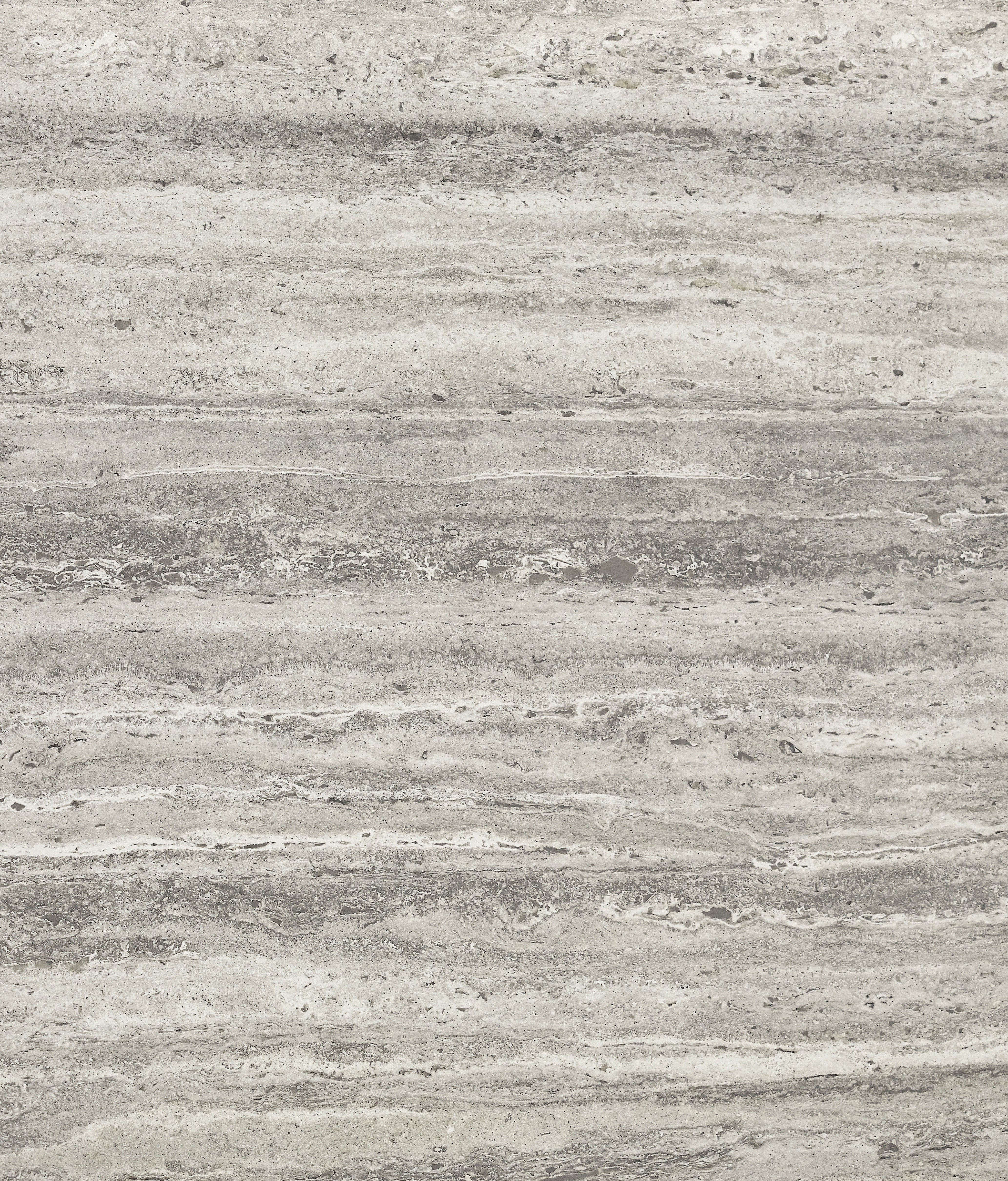 Majesto Travertino Titanium sintered stone slabs by Anatolia, top-down product view, 64"×127"×15/32" size. Turkish sintered stone for floors and walls.