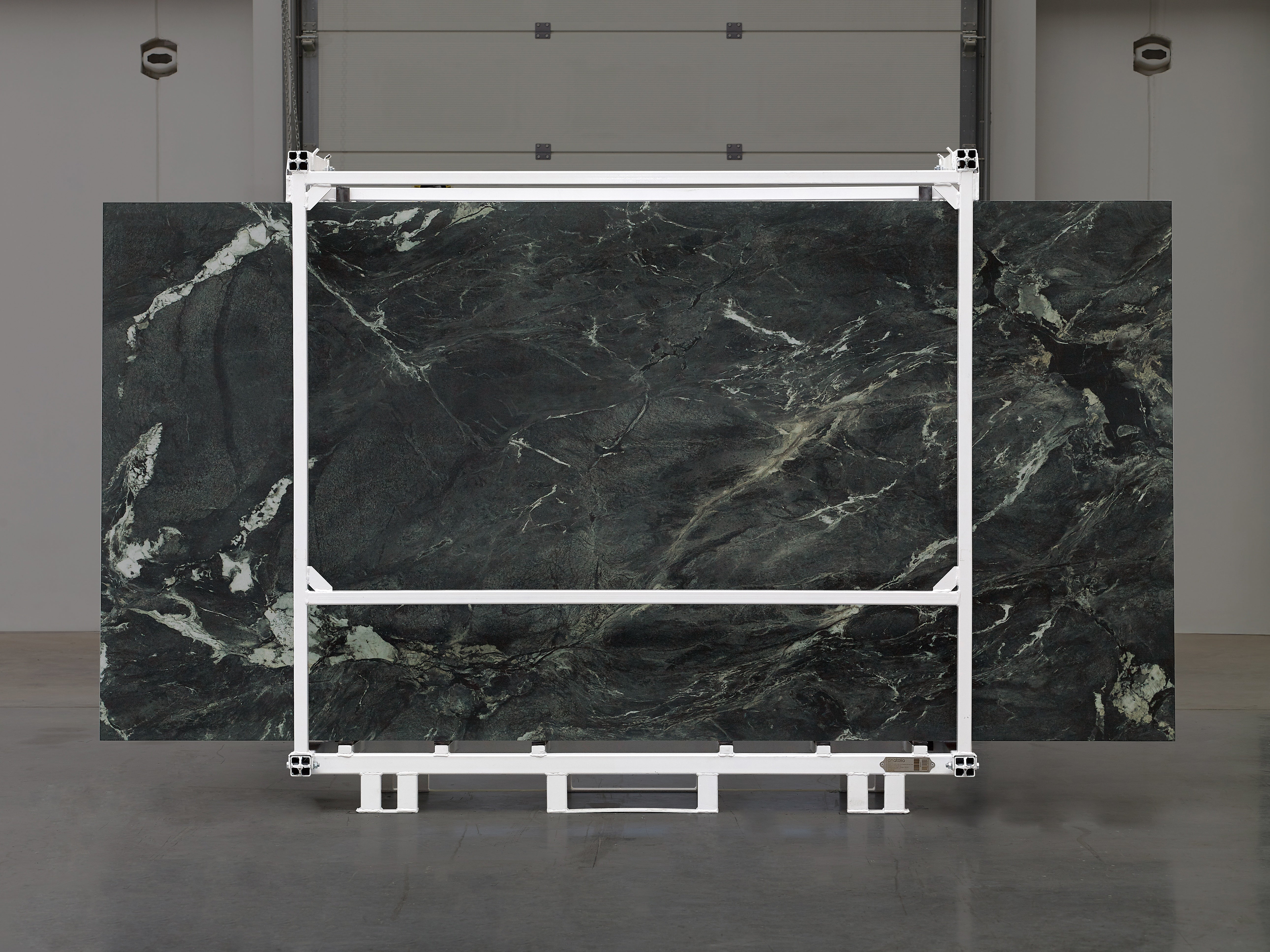 Majesto Verdi Alpi sintered stone slabs by Anatolia, top-down product view, 64"×127"×15/32" size. Turkish sintered stone for floors and walls.