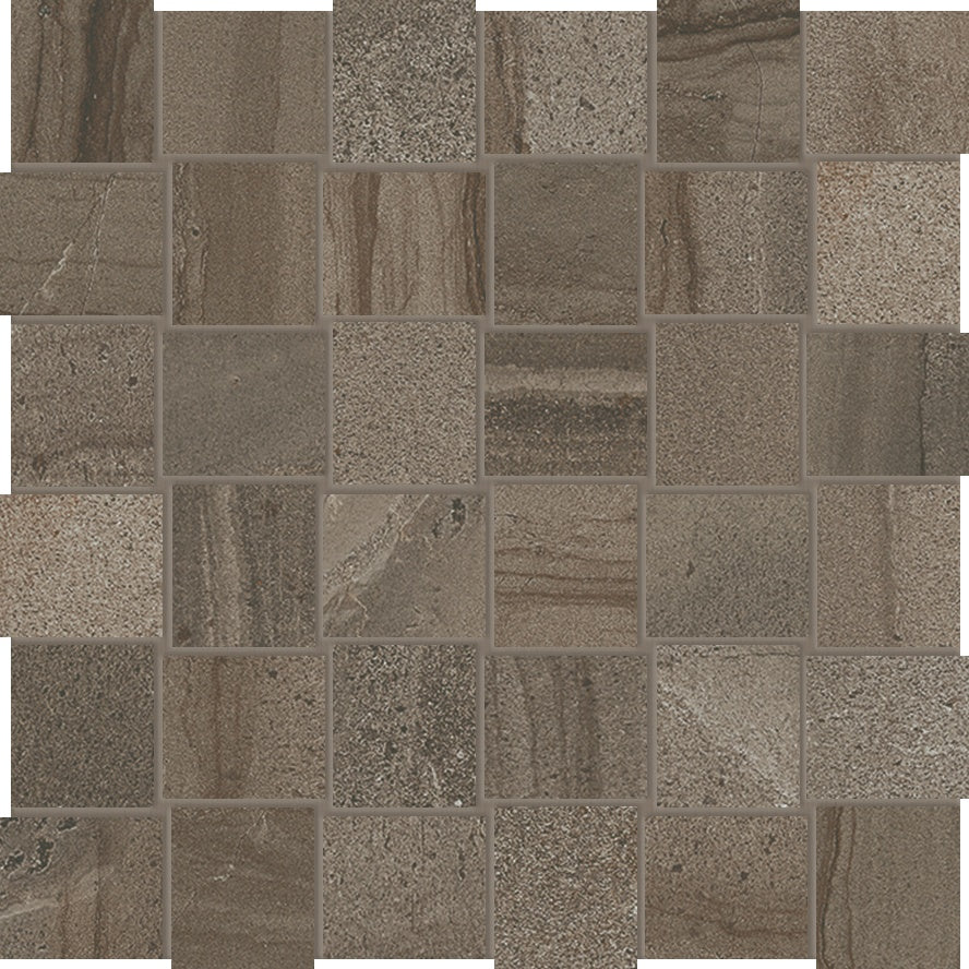 AMELIA: Earth 2x2 Basketweave Porcelain Mosaic (11 13/16"×11 13/16"×3/8" | Matte | Rectified)