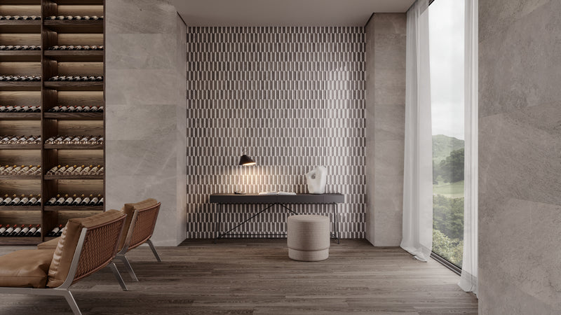 Anatolia Anciano Grigio honed marble tile in a room setting — available at Surface Group lifestyle image