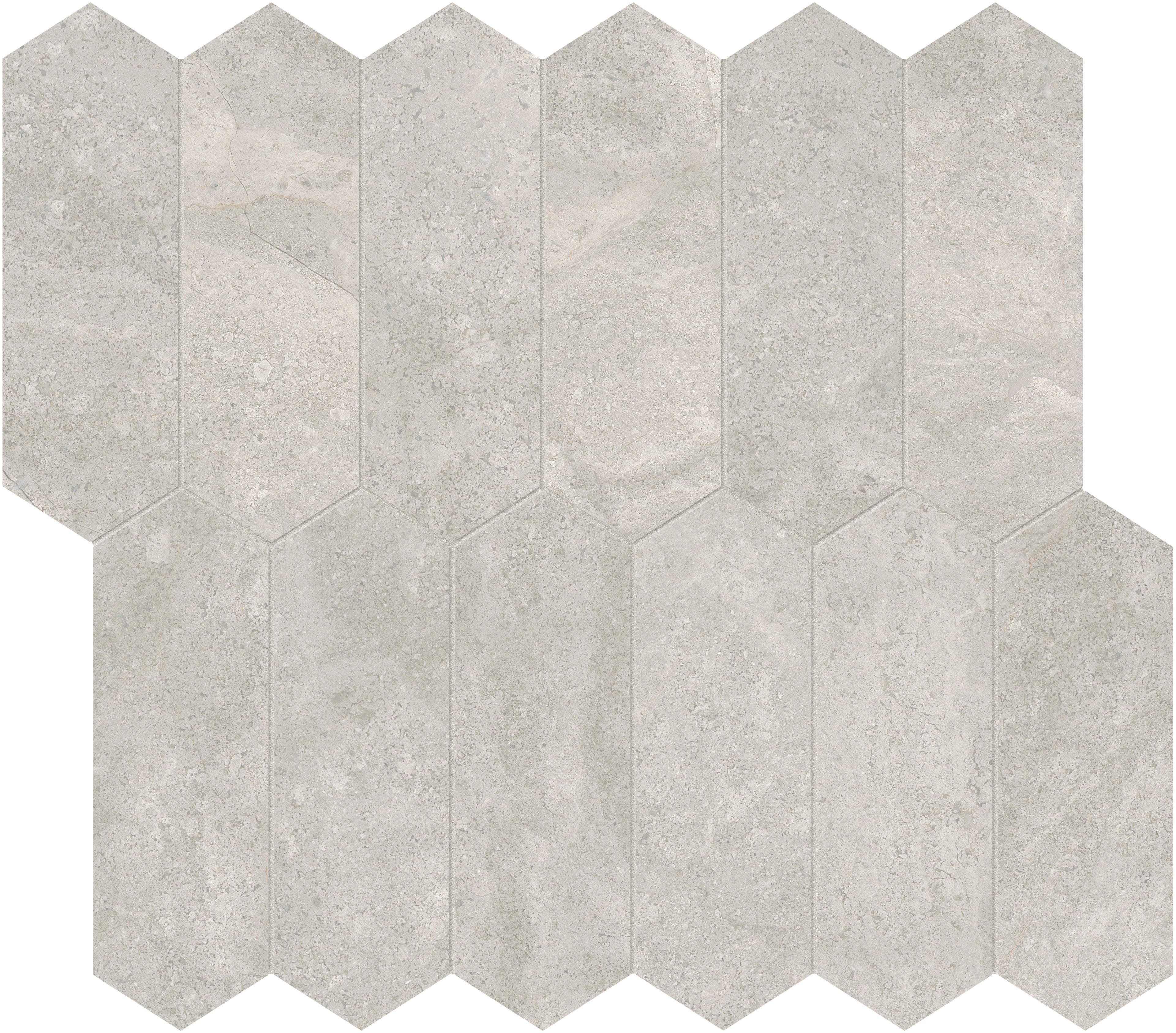 Anciano Grigio marble mosaic by Anatolia, top-down product view, 10 5/8"×11 13/16"×3/8" size. Turkish marble for floors and walls.