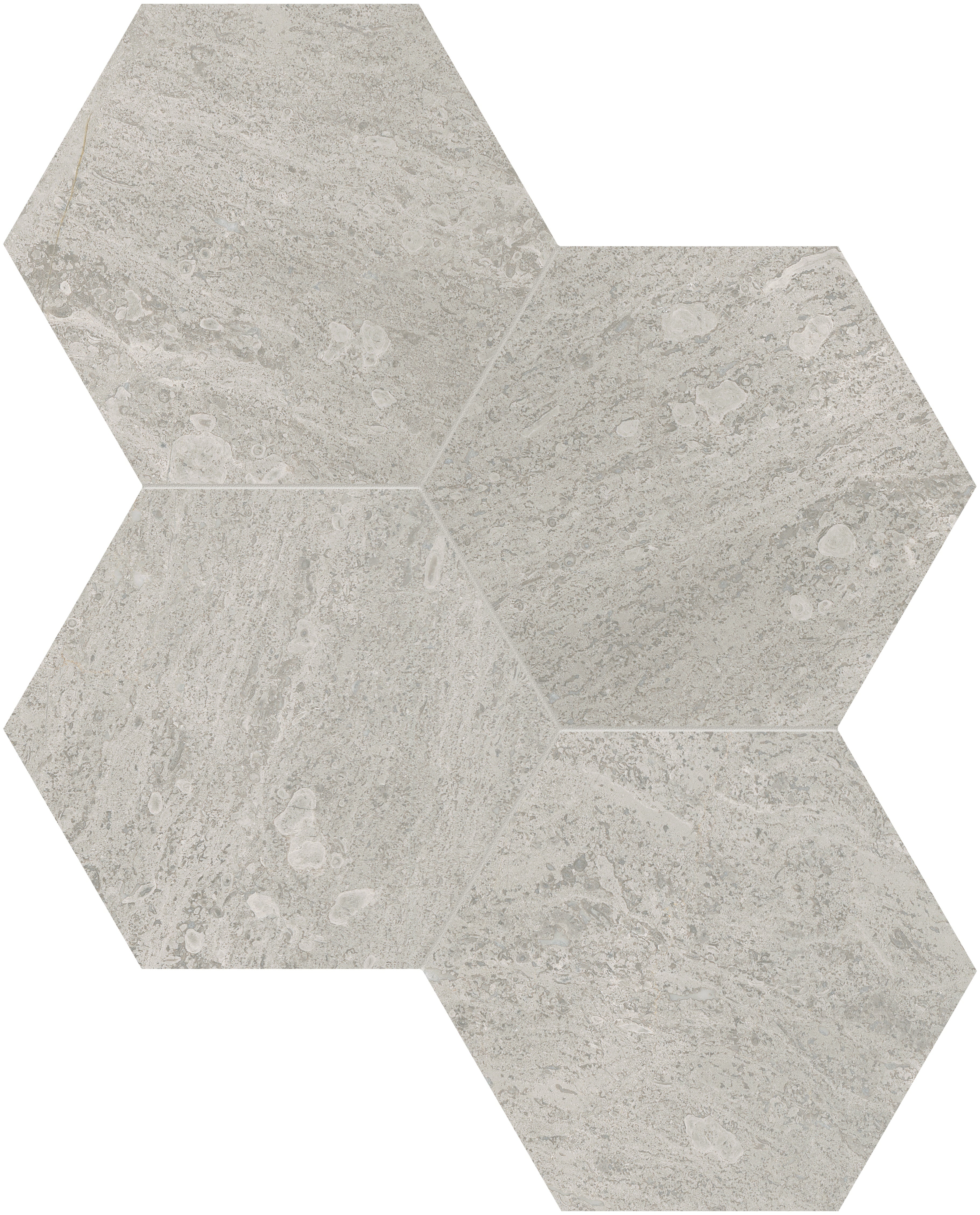 Anciano Grigio marble mosaic by Anatolia, top-down product view, 10 7/16"×12 1/16"×3/8" size. Turkish marble for floors and walls.