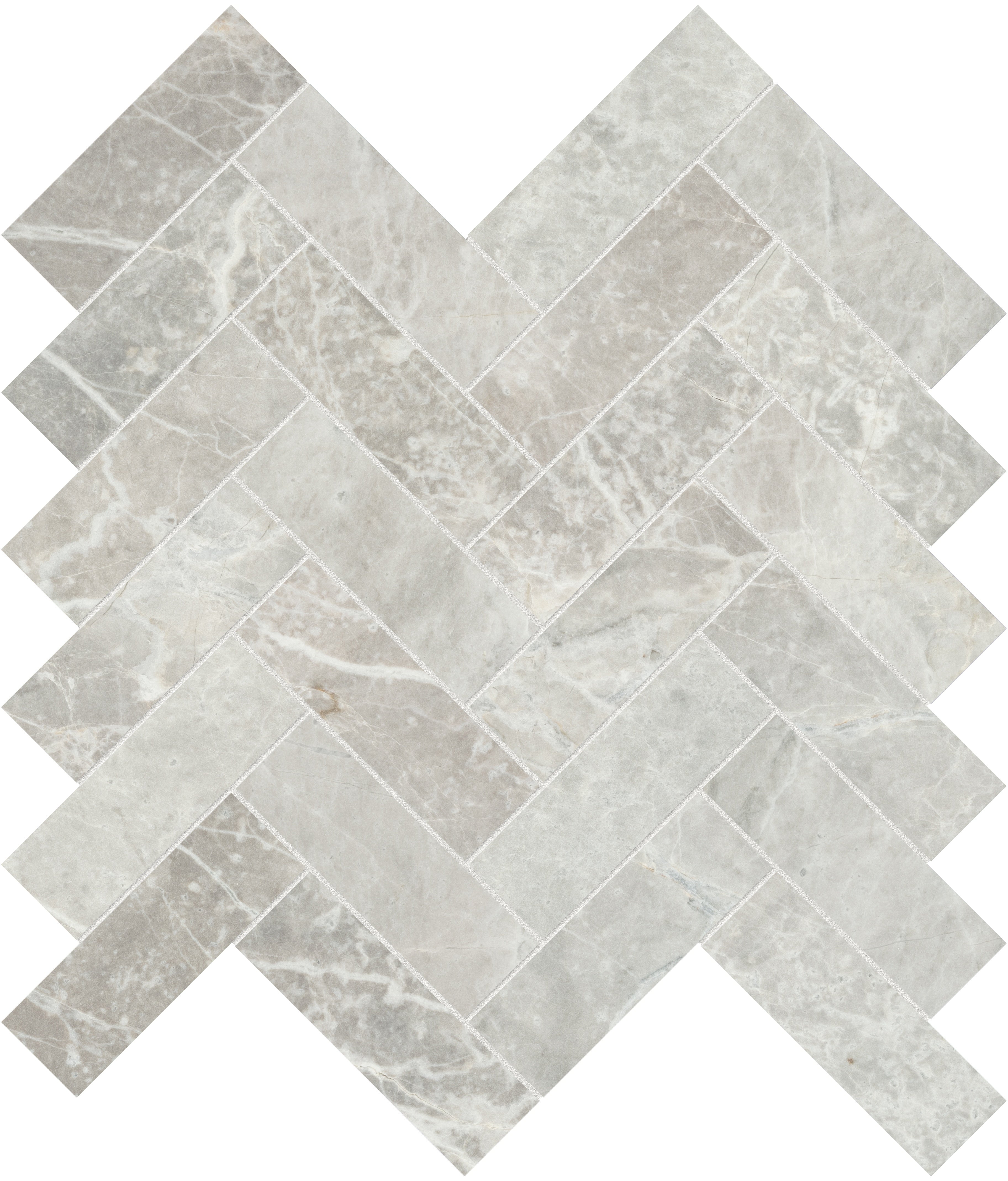 Apollo Argento marble mosaic by Anatolia, top-down product view, 11 1/4"×11 13/32"×3/8" size. Turkish marble for floors and walls.
