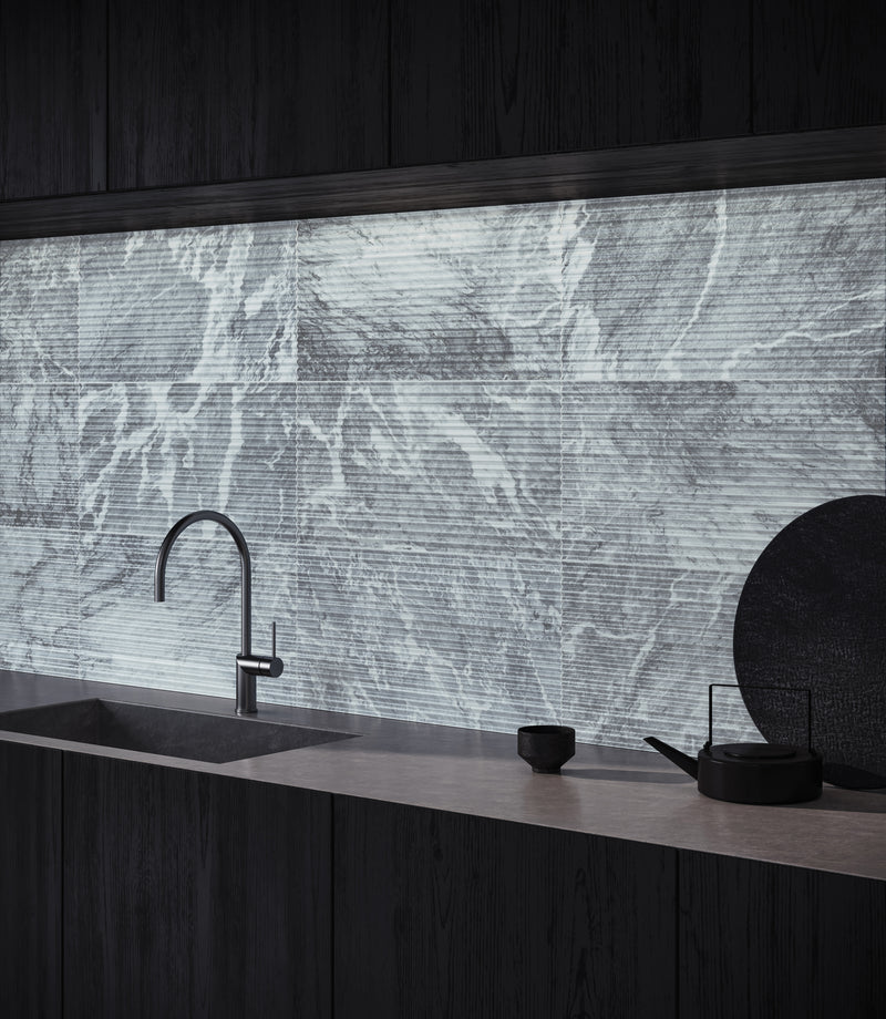 Anatolia Aqua Intenso honed marble tile in a room setting — available at Surface Group lifestyle image